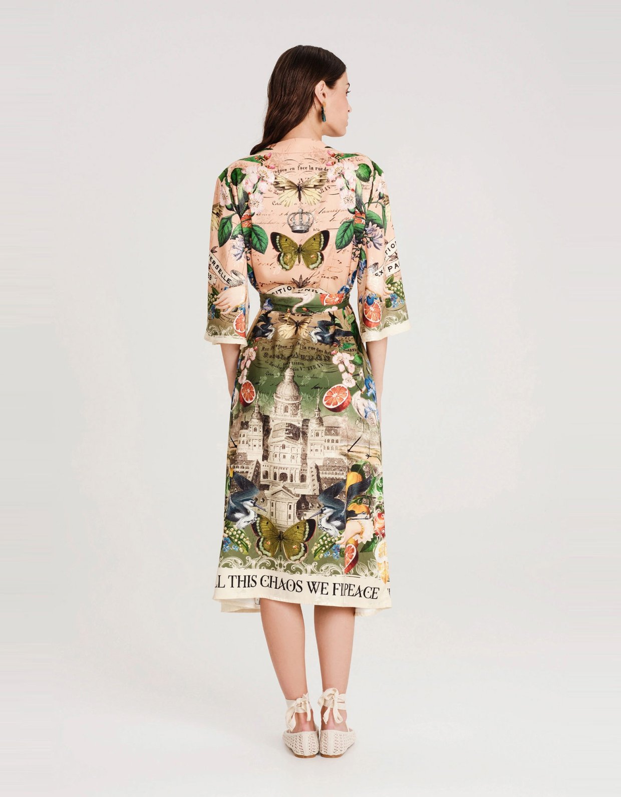 Peace and Chaos Citrus jacquard kimono