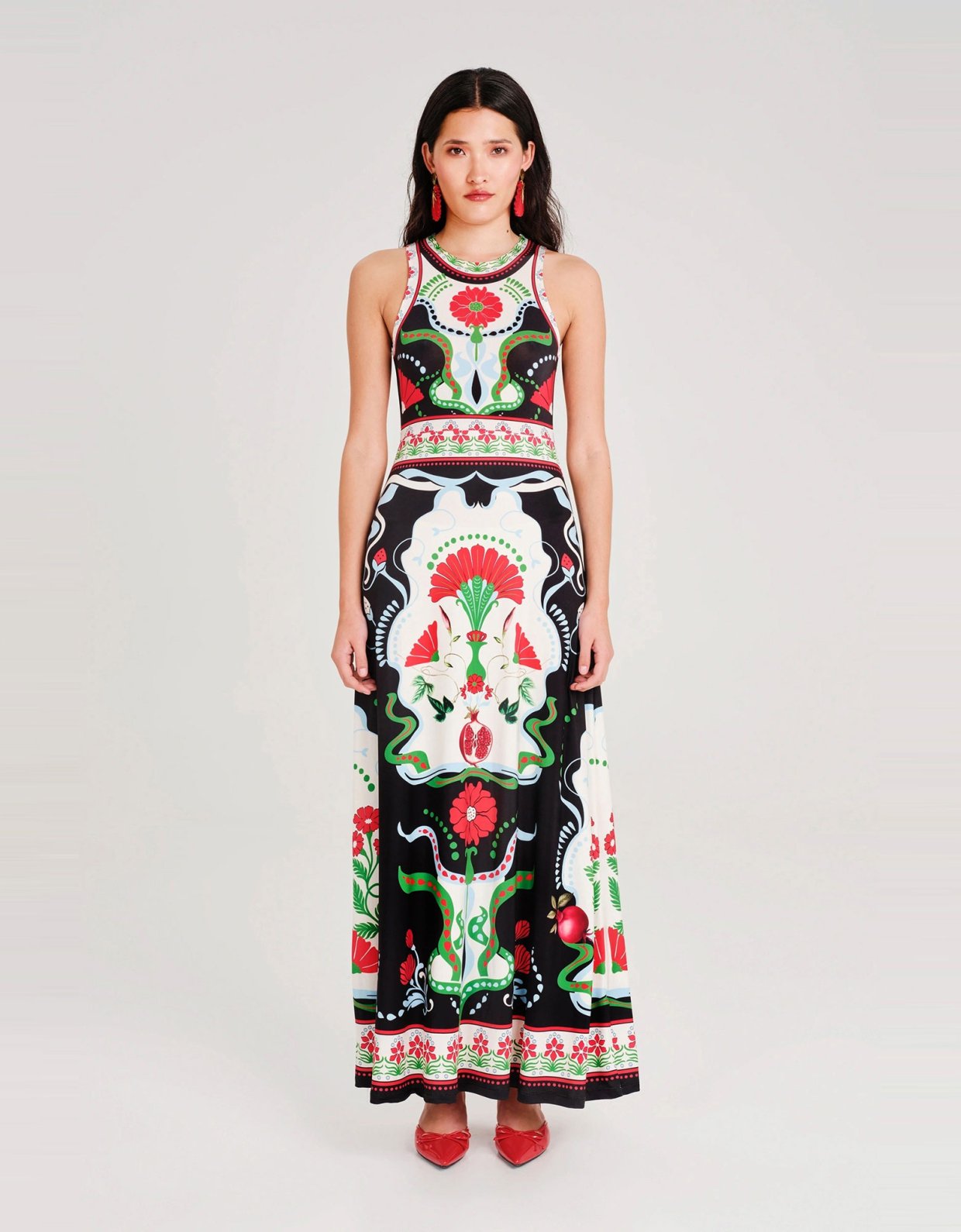 Peace and Chaos Pomegranate long dress