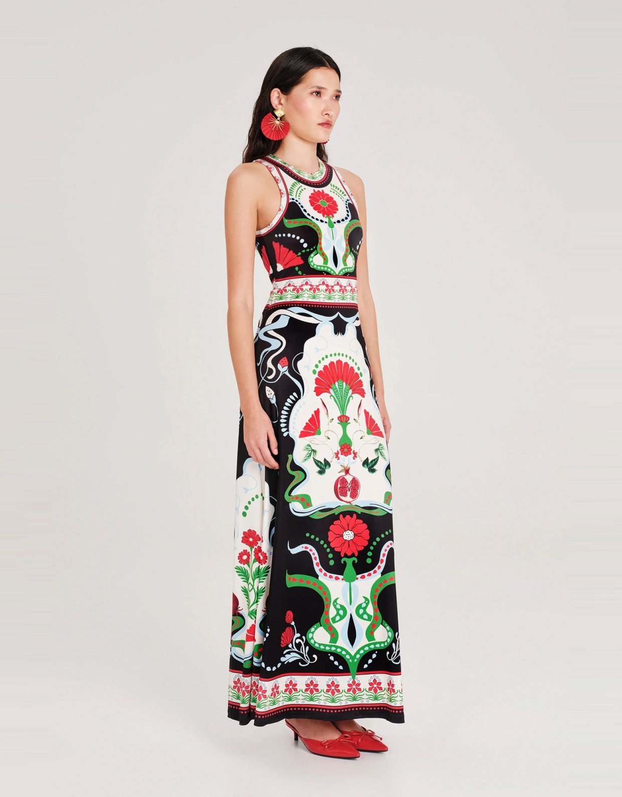 Peace and Chaos Pomegranate long dress