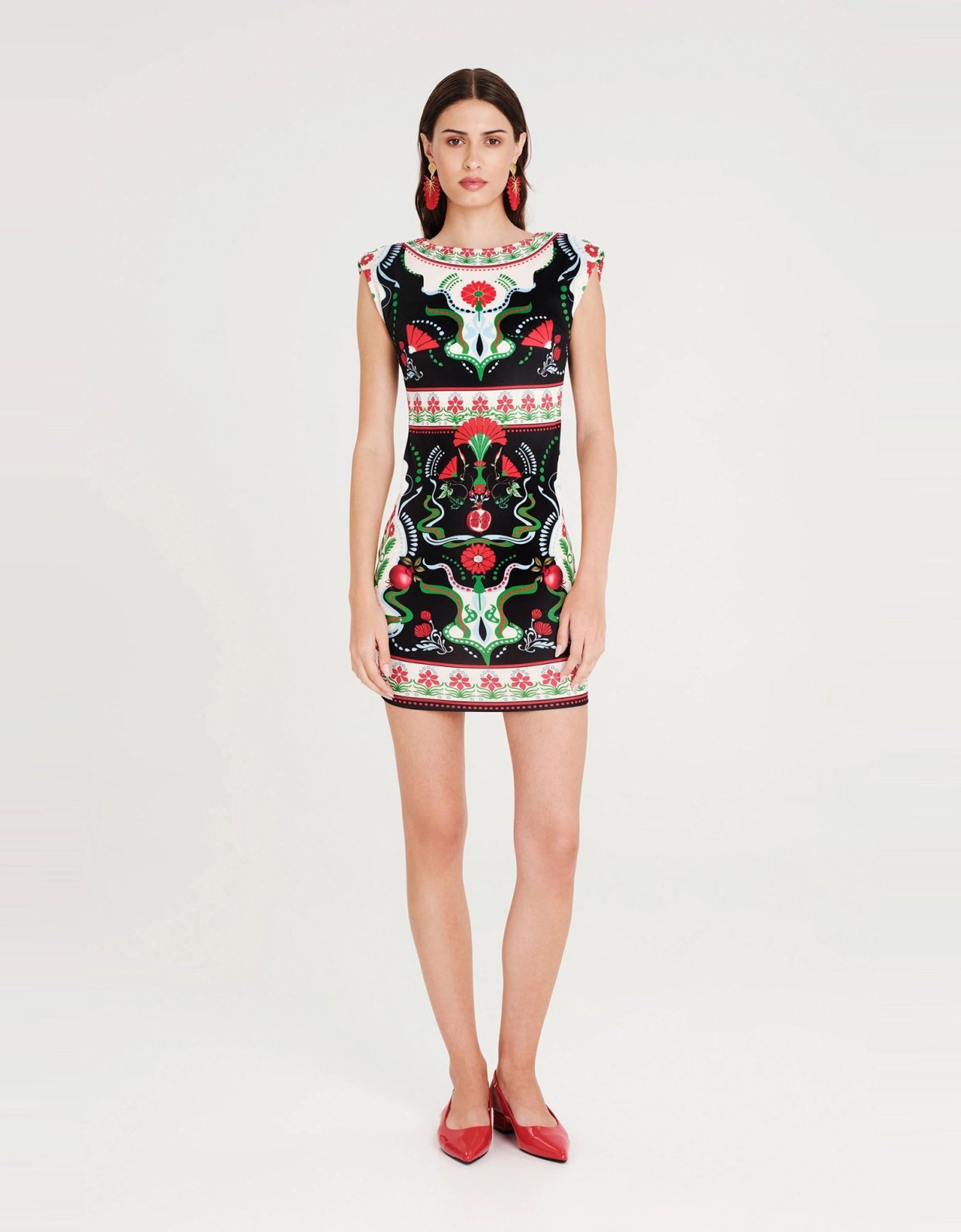 Peace and Chaos Pomegranate bodycon dress