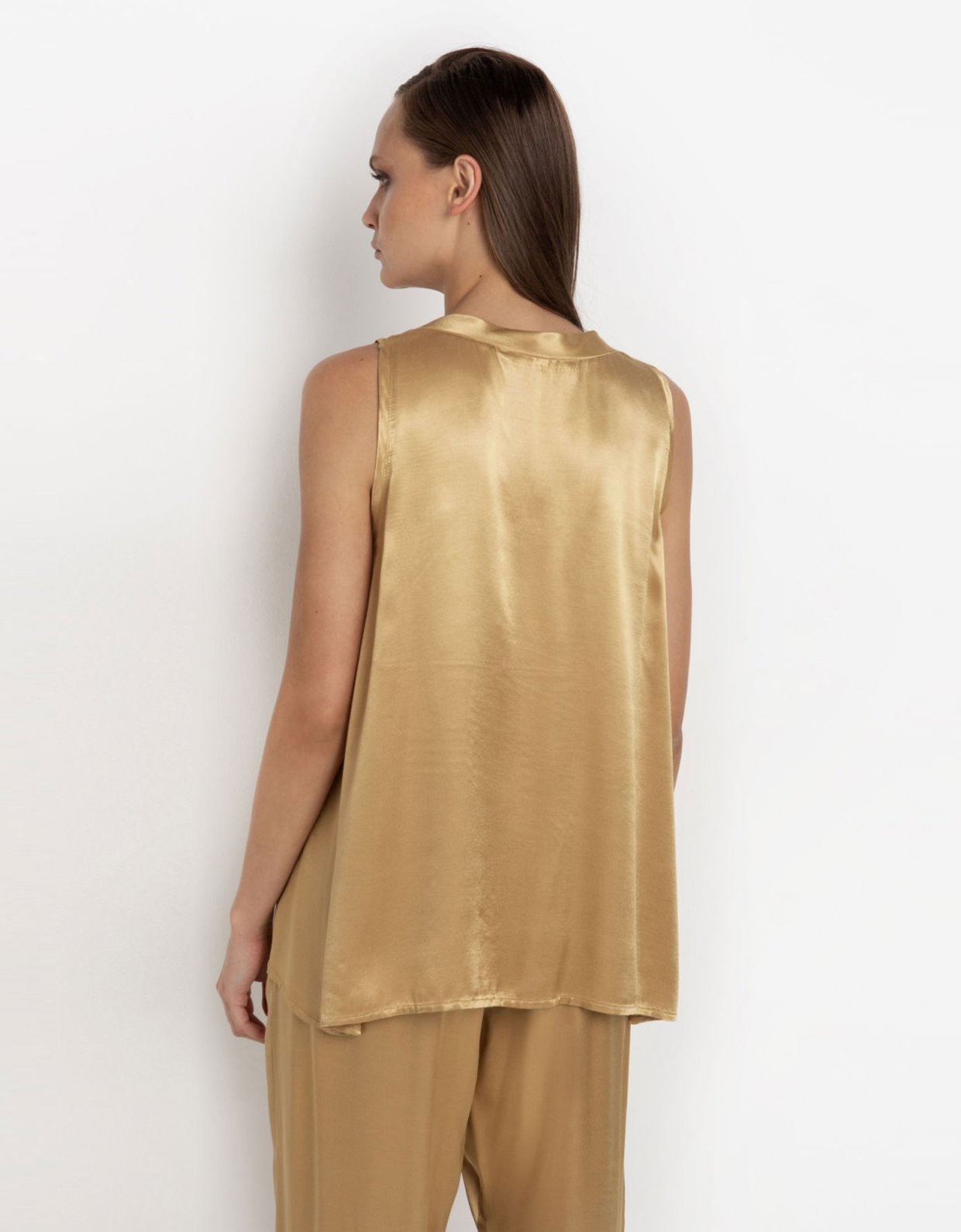 Greek Archaic Kori Satin sleeveless top gold