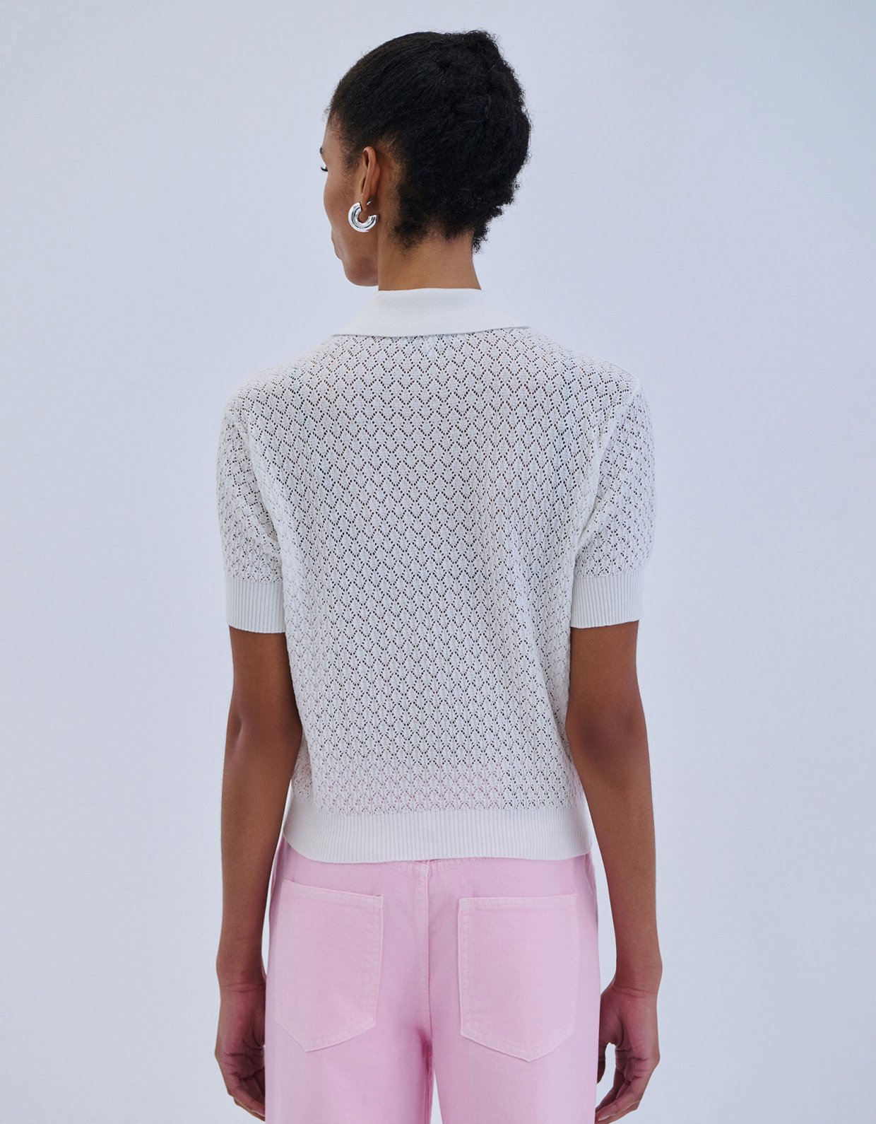 Combos Knitwear Knit blouse polo white