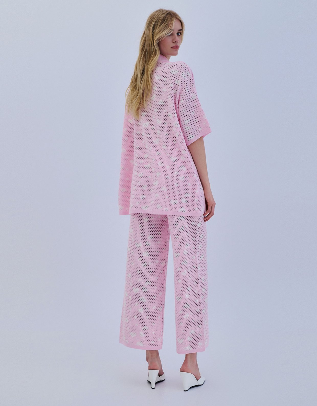 Combos Knitwear Cardigan hearts baby pink