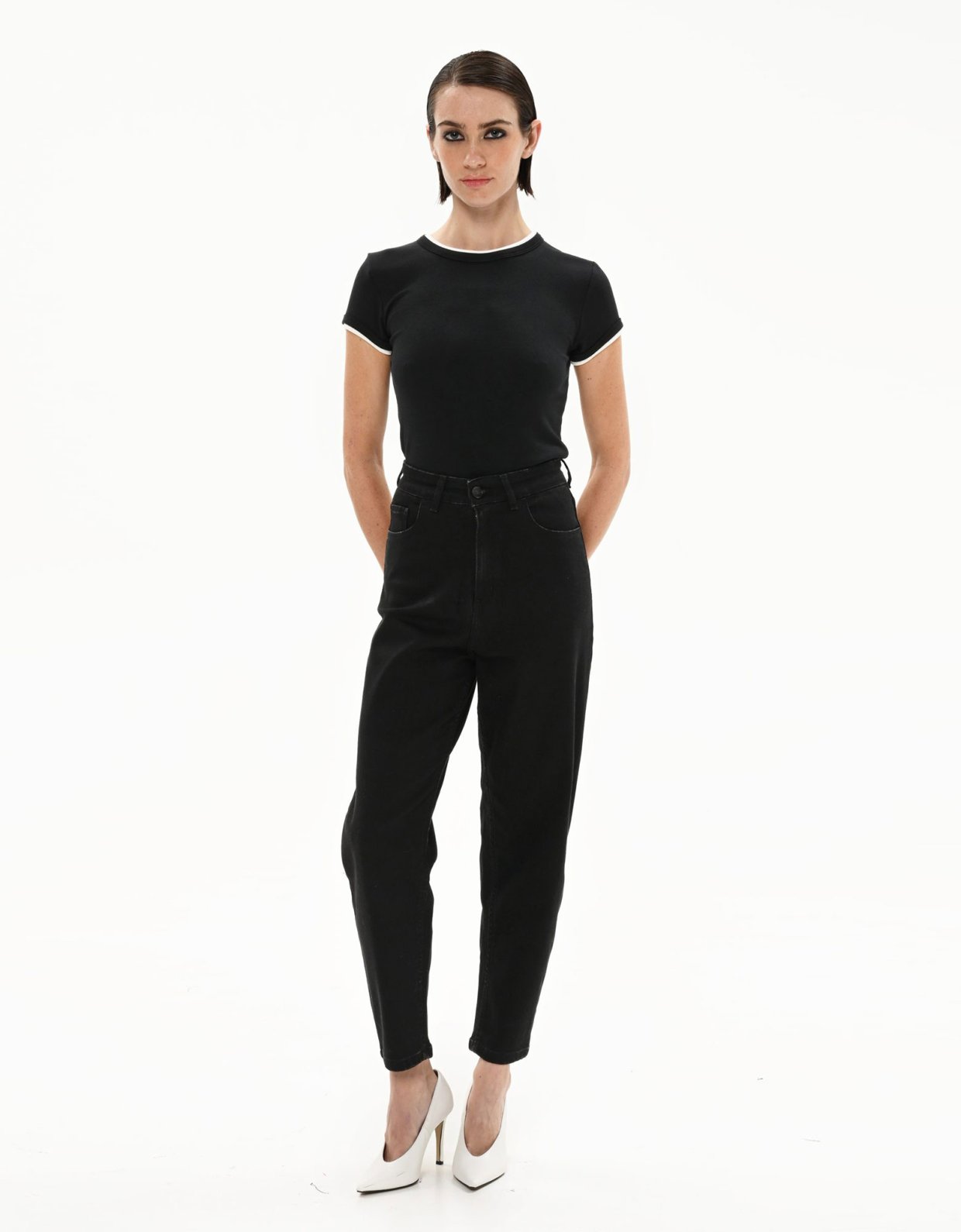 Sac Jeans Lima slouchy black denim pants