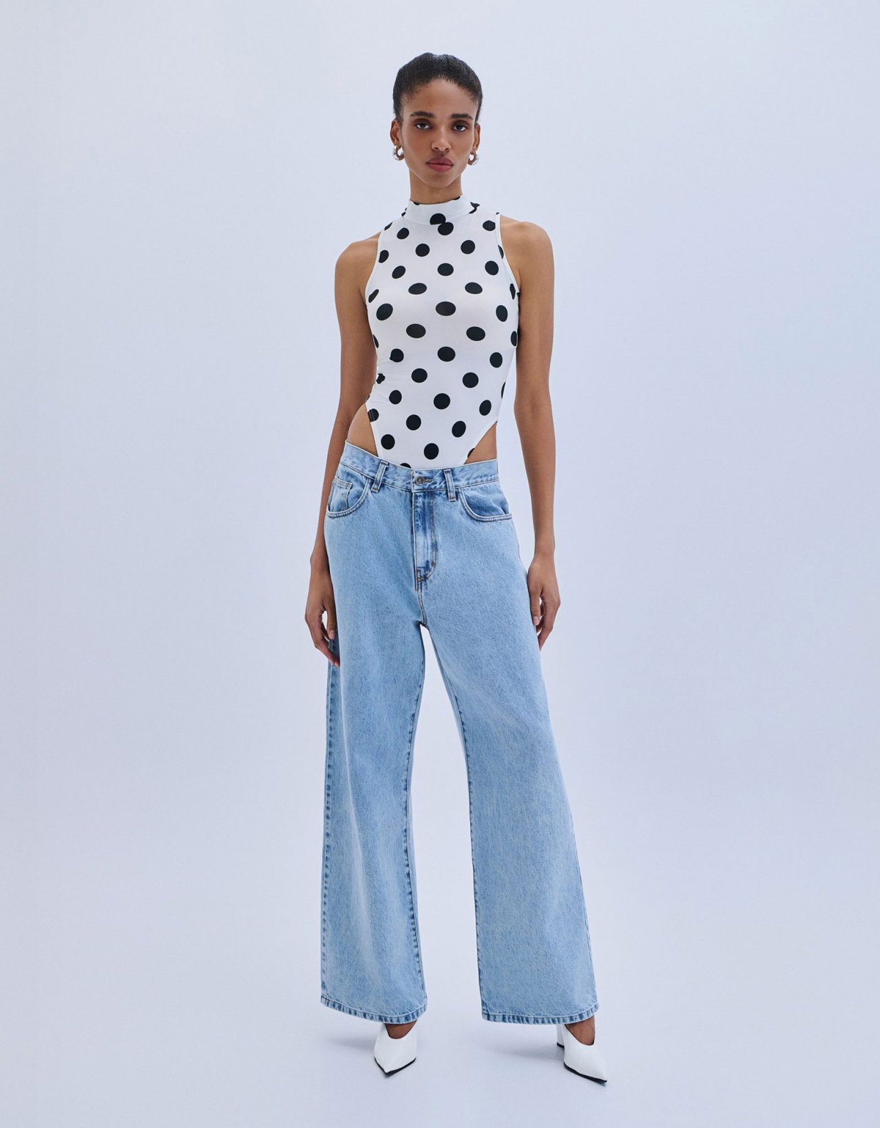 Combos Knitwear Polka dots bodysuit B&W