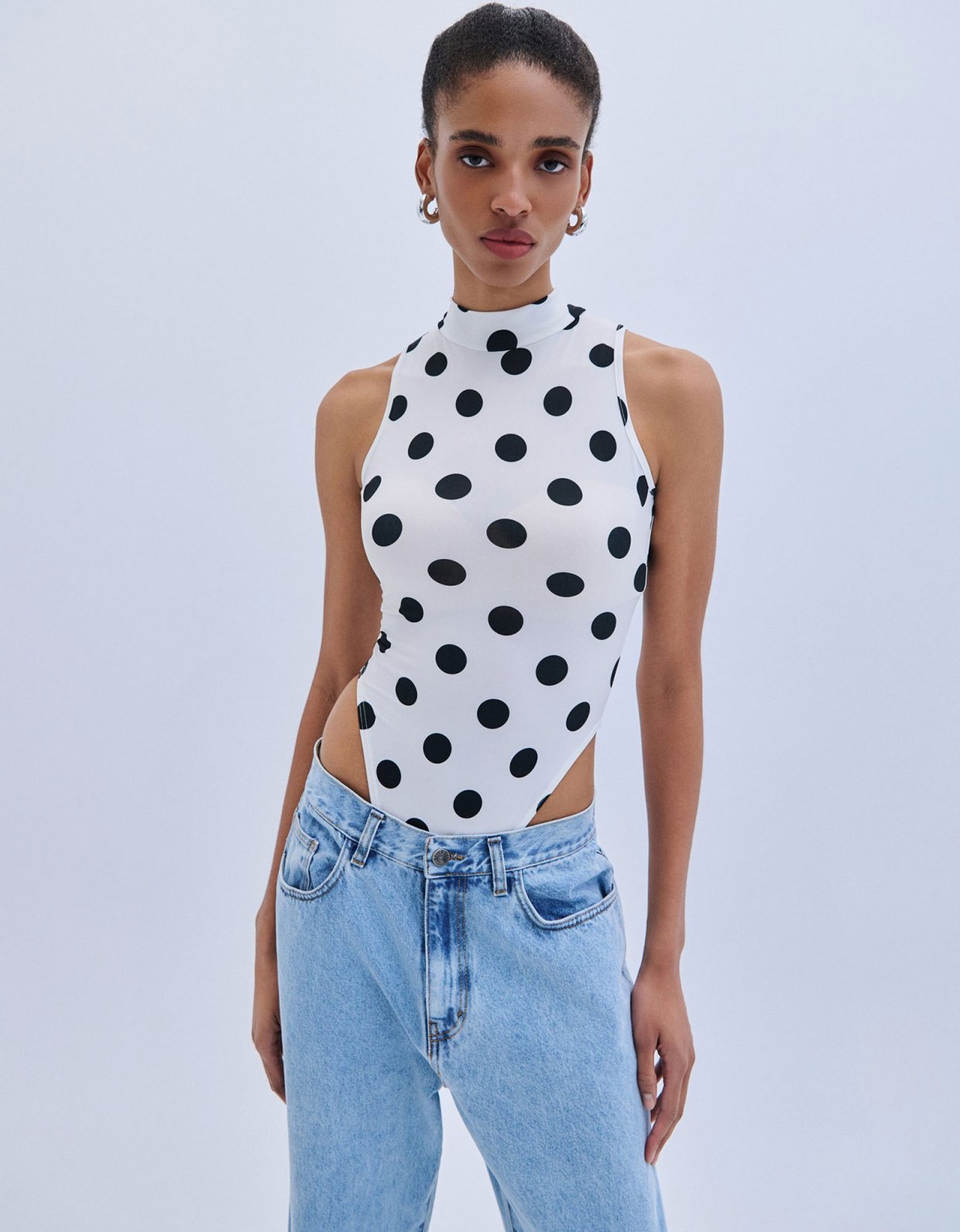 Combos Knitwear Polka dots bodysuit B&W