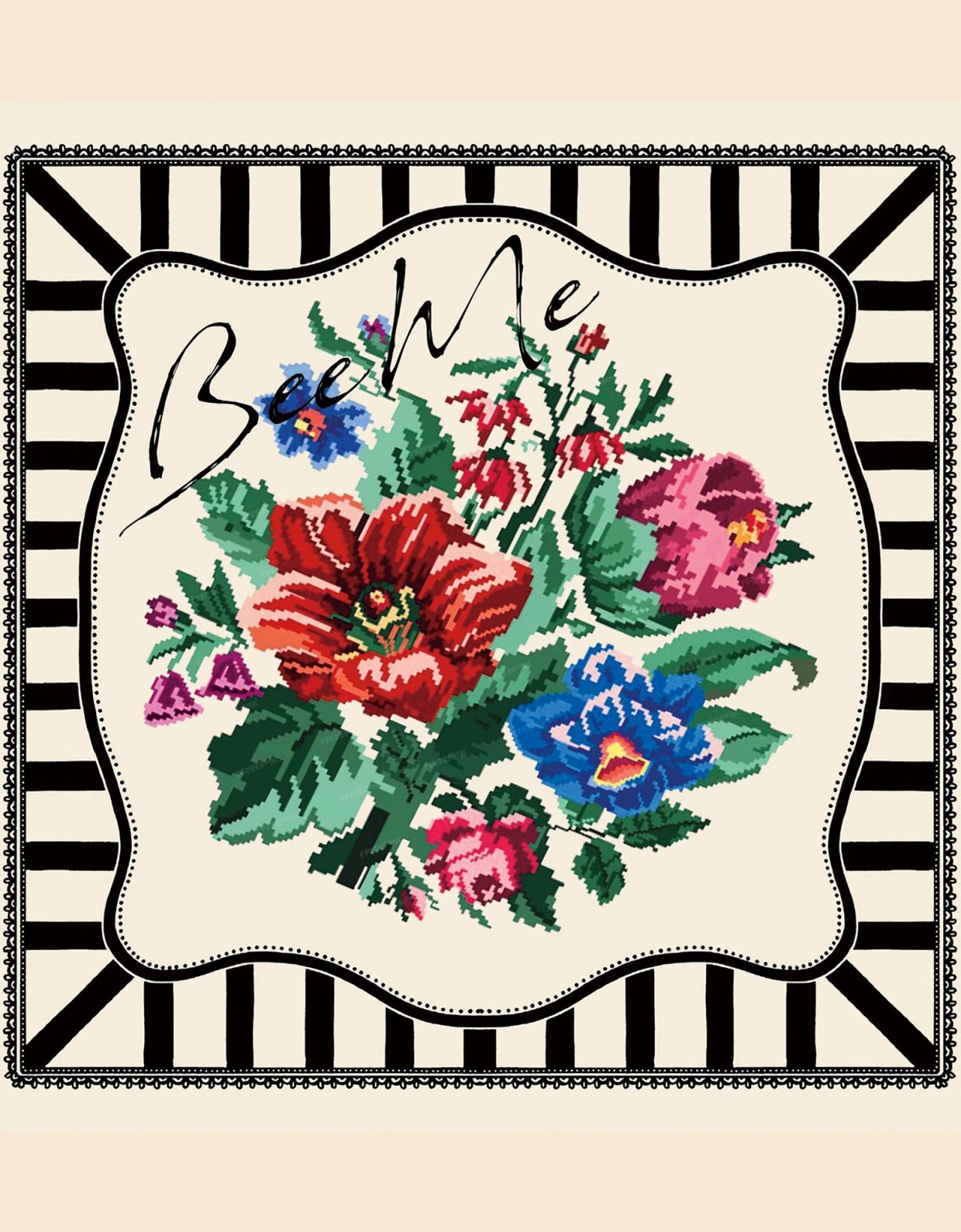 Bee Me Black stripes satin scarf