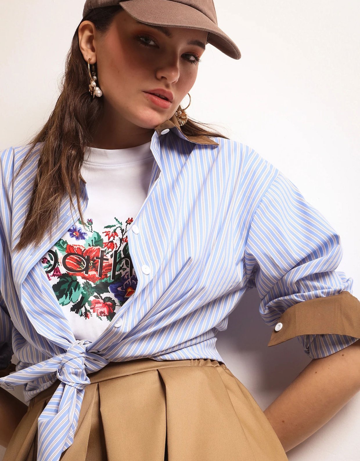 Bee Me Sky beige stripes shirt