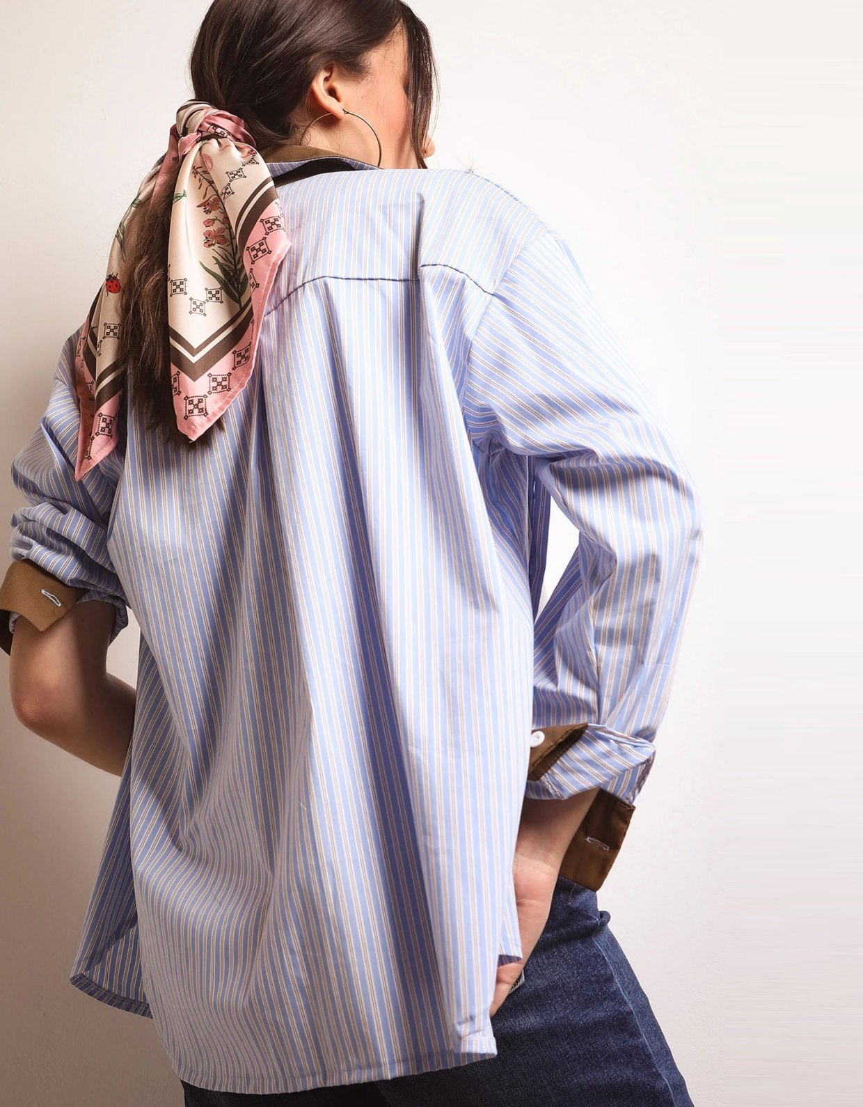 Bee Me Sky beige stripes shirt