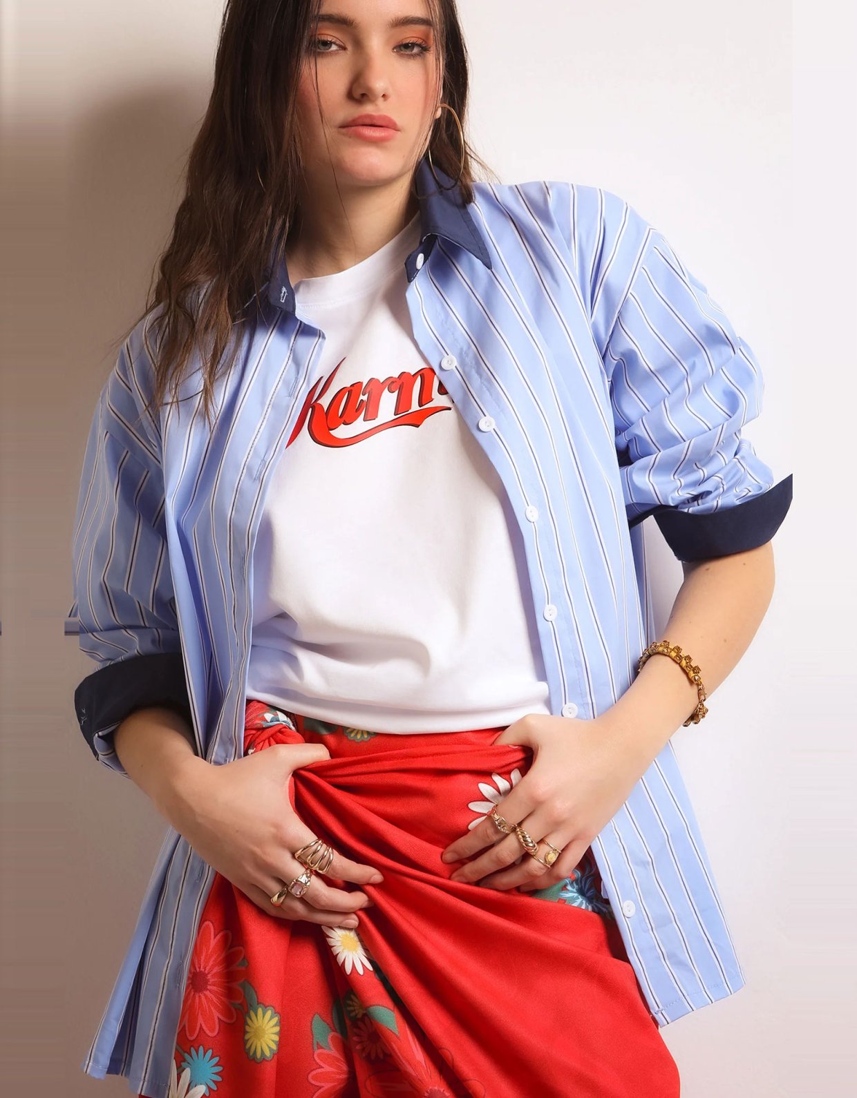 Bee Me Sky blue stripes shirt