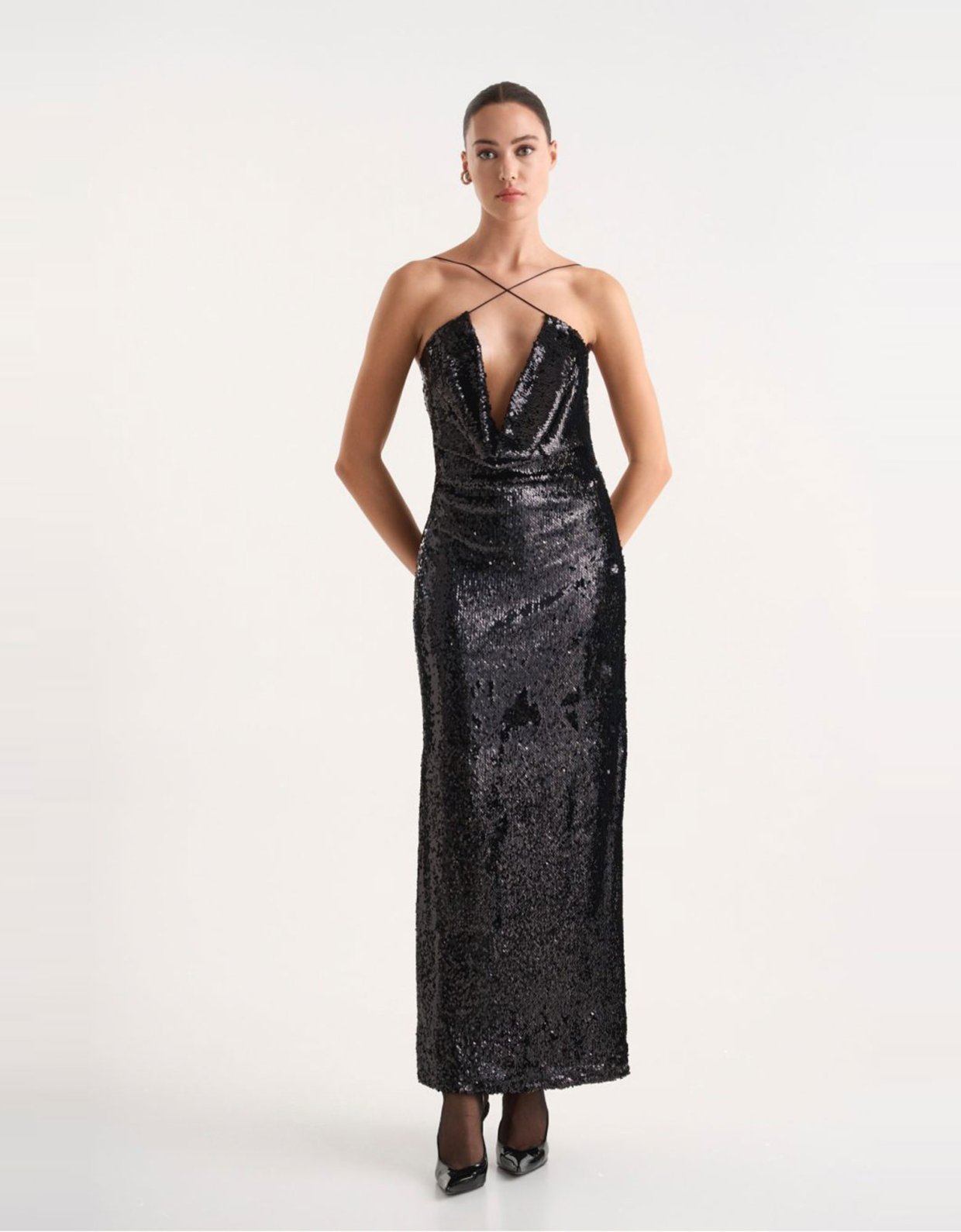 Studio 83 Black glam maxi dress