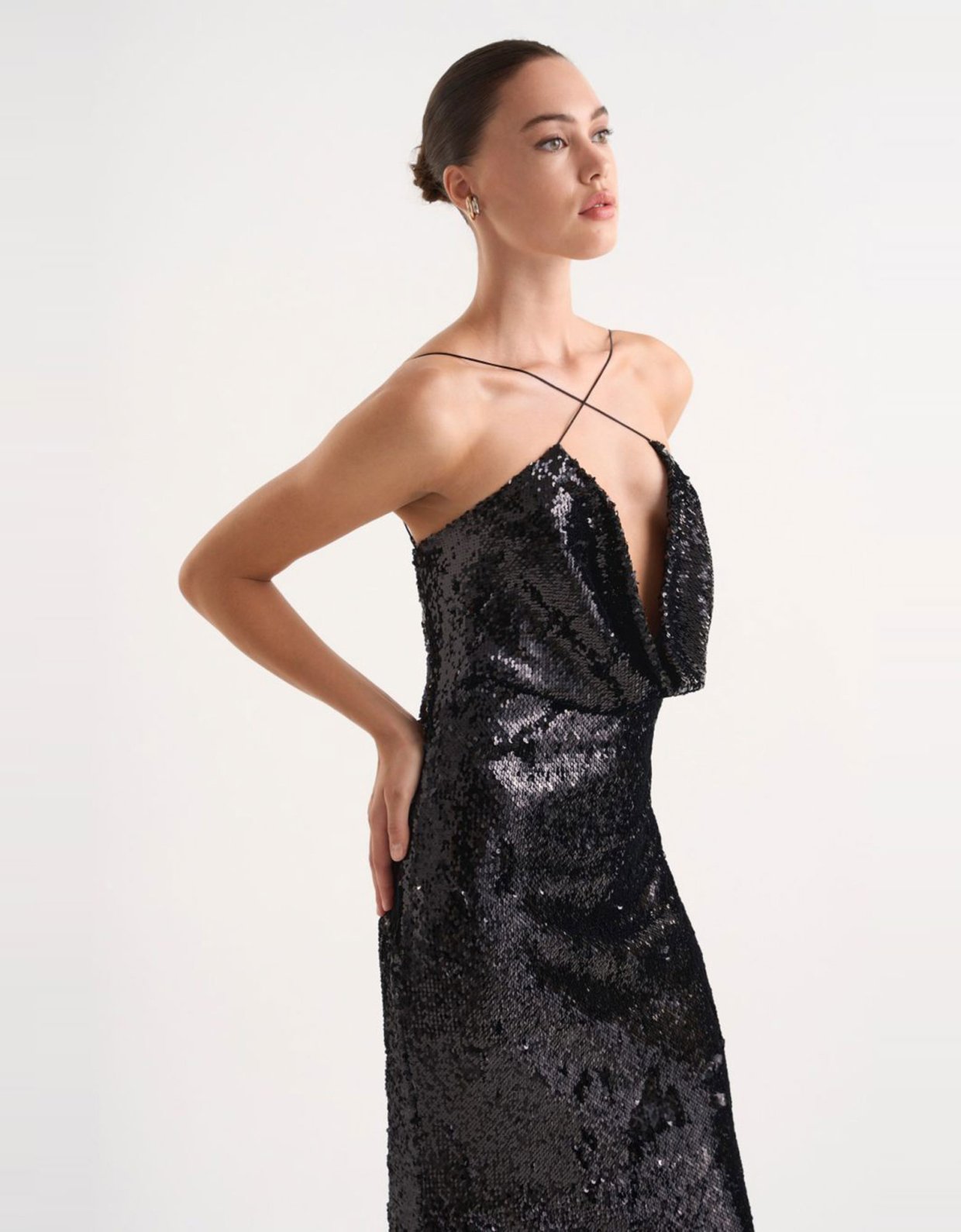 Studio 83 Black glam maxi dress