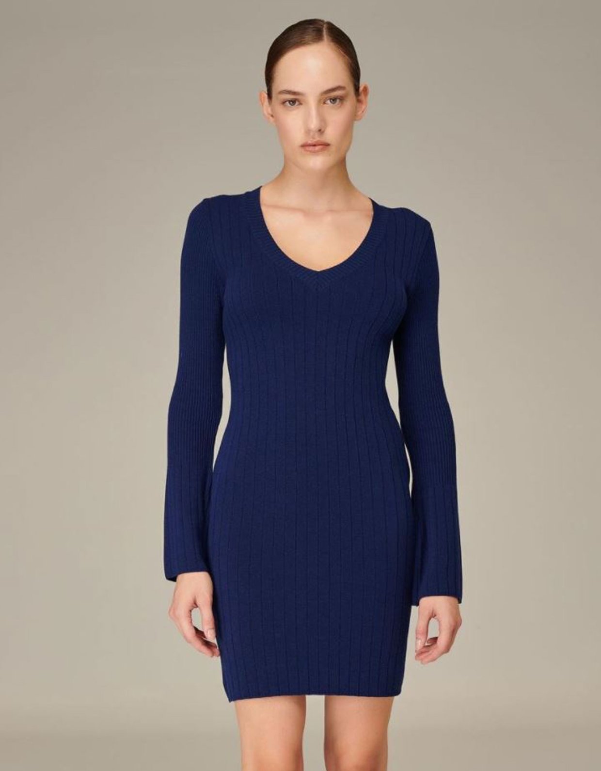 Combos Knitwear Combos W103 – Navy blue V mini dress