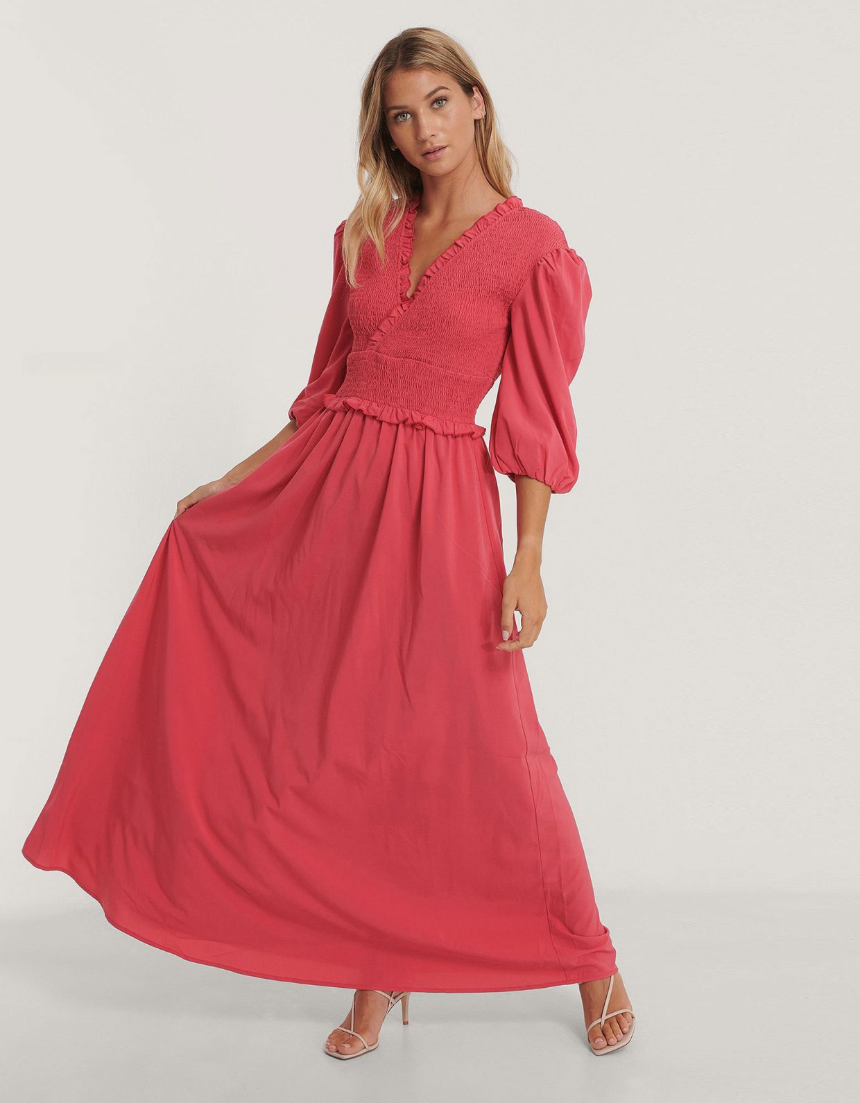 NA-KD Smocked maxi dress