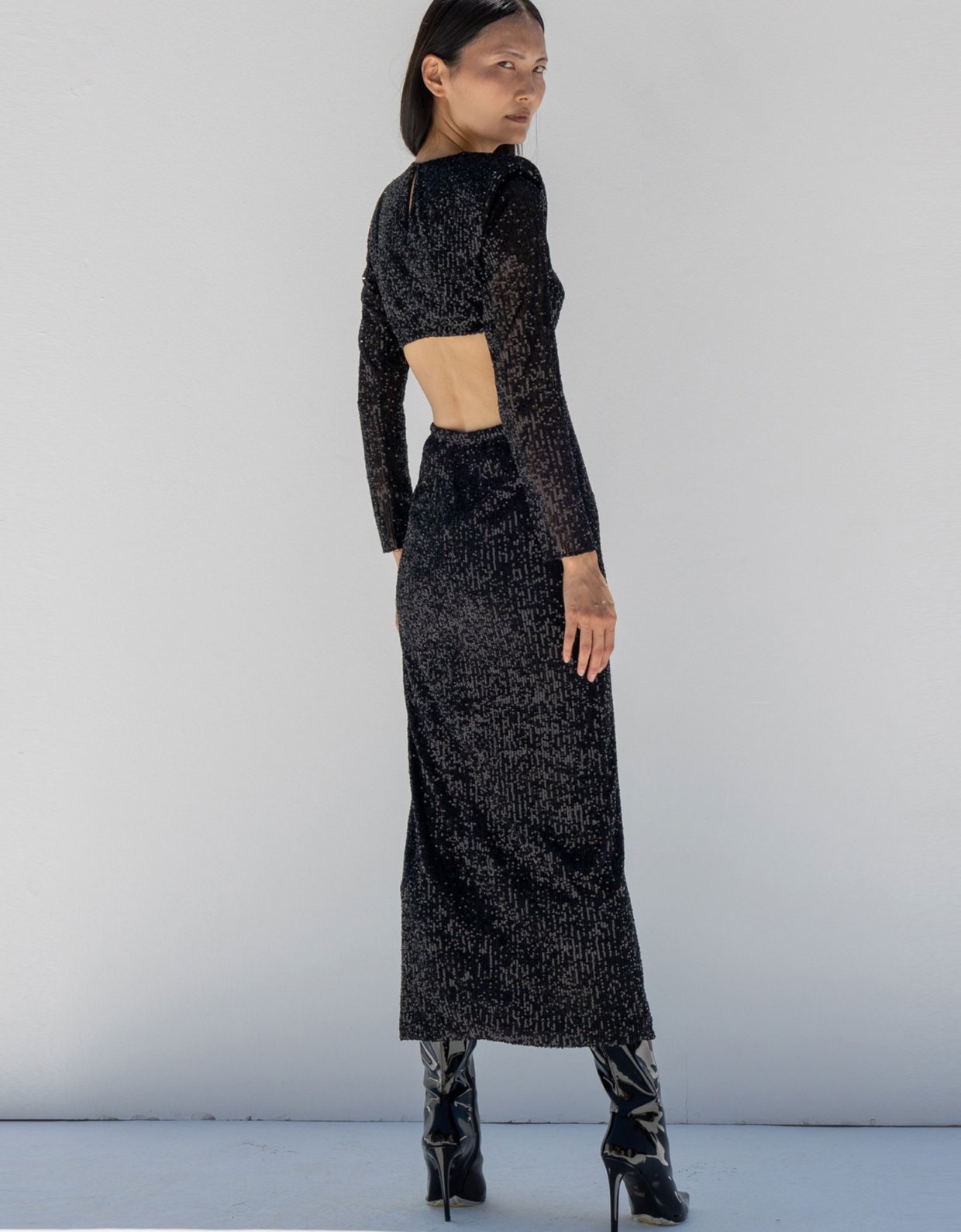 Mallory the label Afterglow sequin black dress