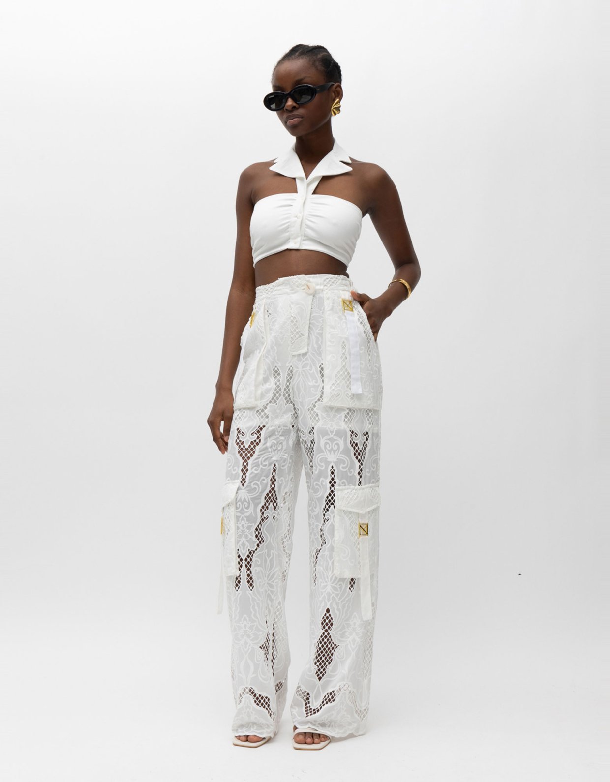 Mallory the label Mira crop top white
