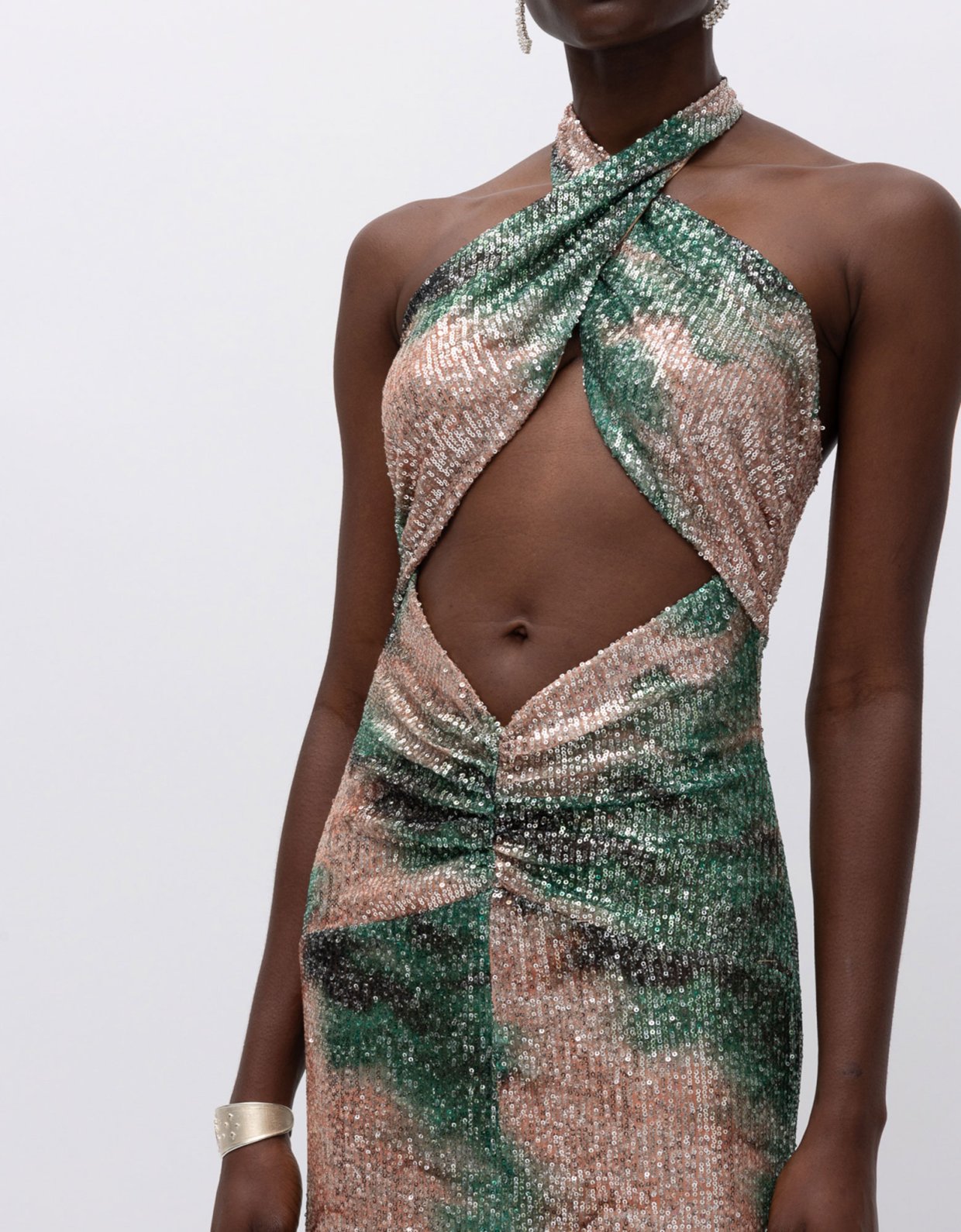 Mallory the label Dayana sequin dress green pink print