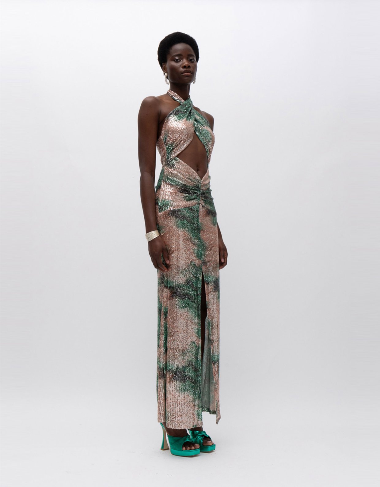 Mallory the label Dayana sequin dress green pink print