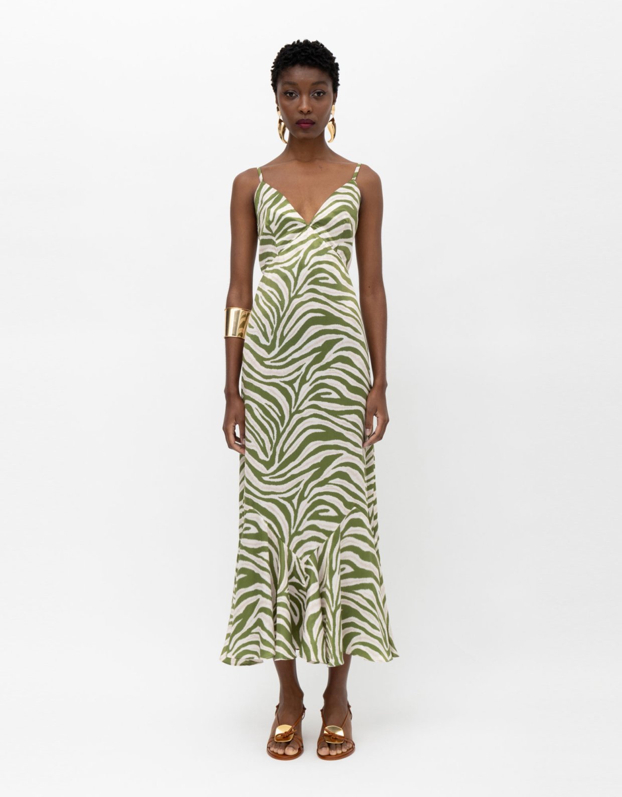 Mallory the label Nala dress olive zebra