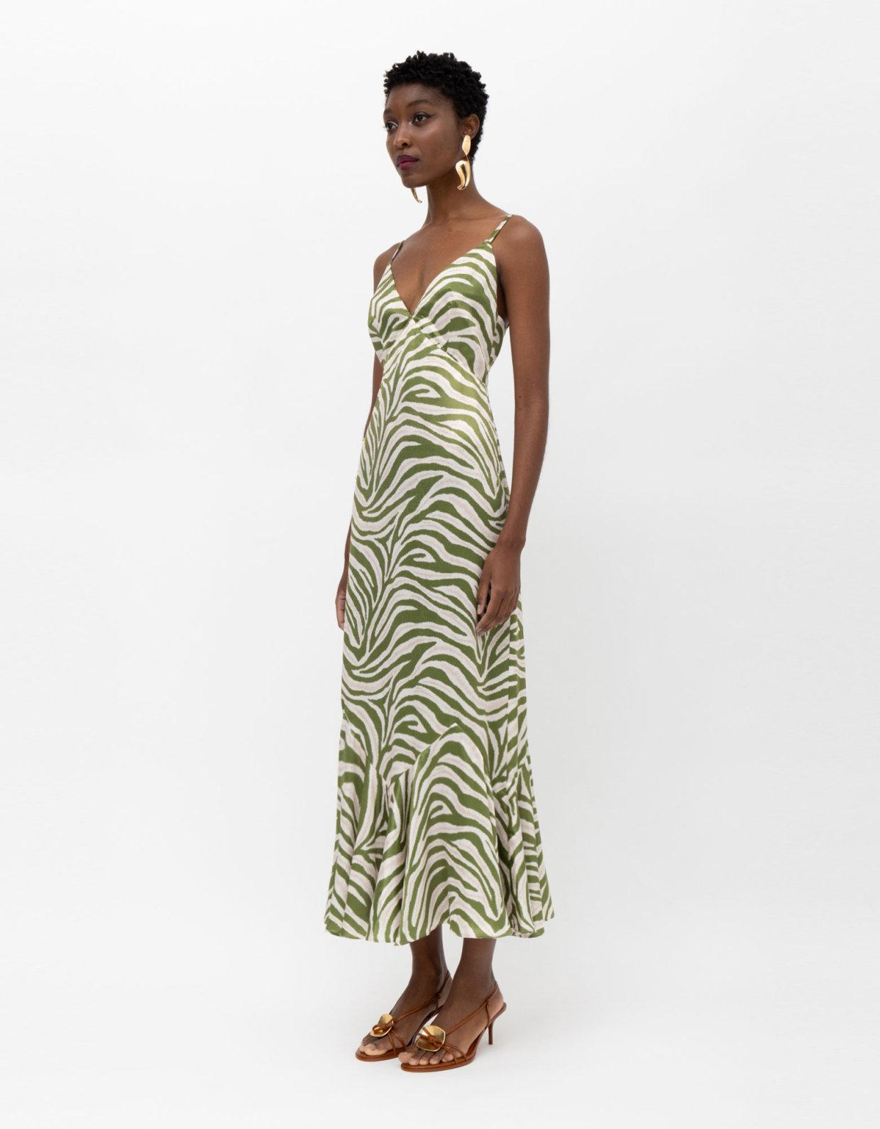 Mallory the label Nala dress olive zebra