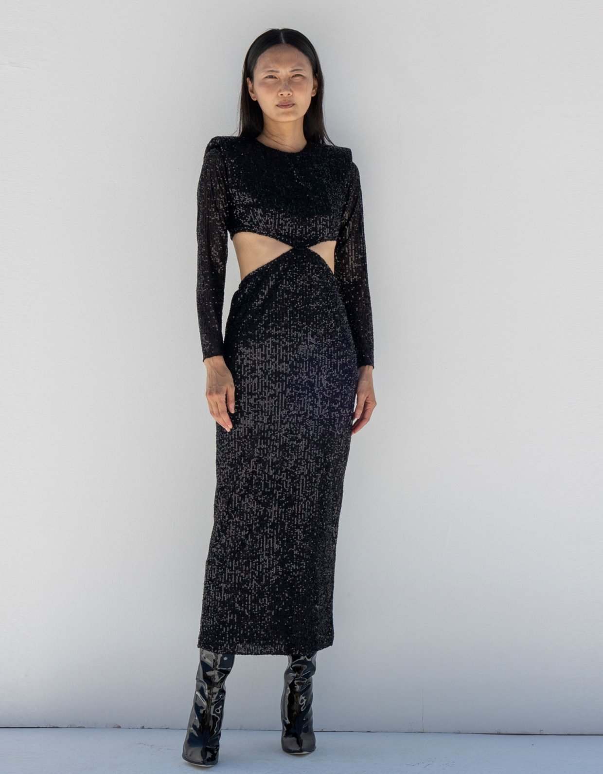 Mallory the label Afterglow sequin black dress