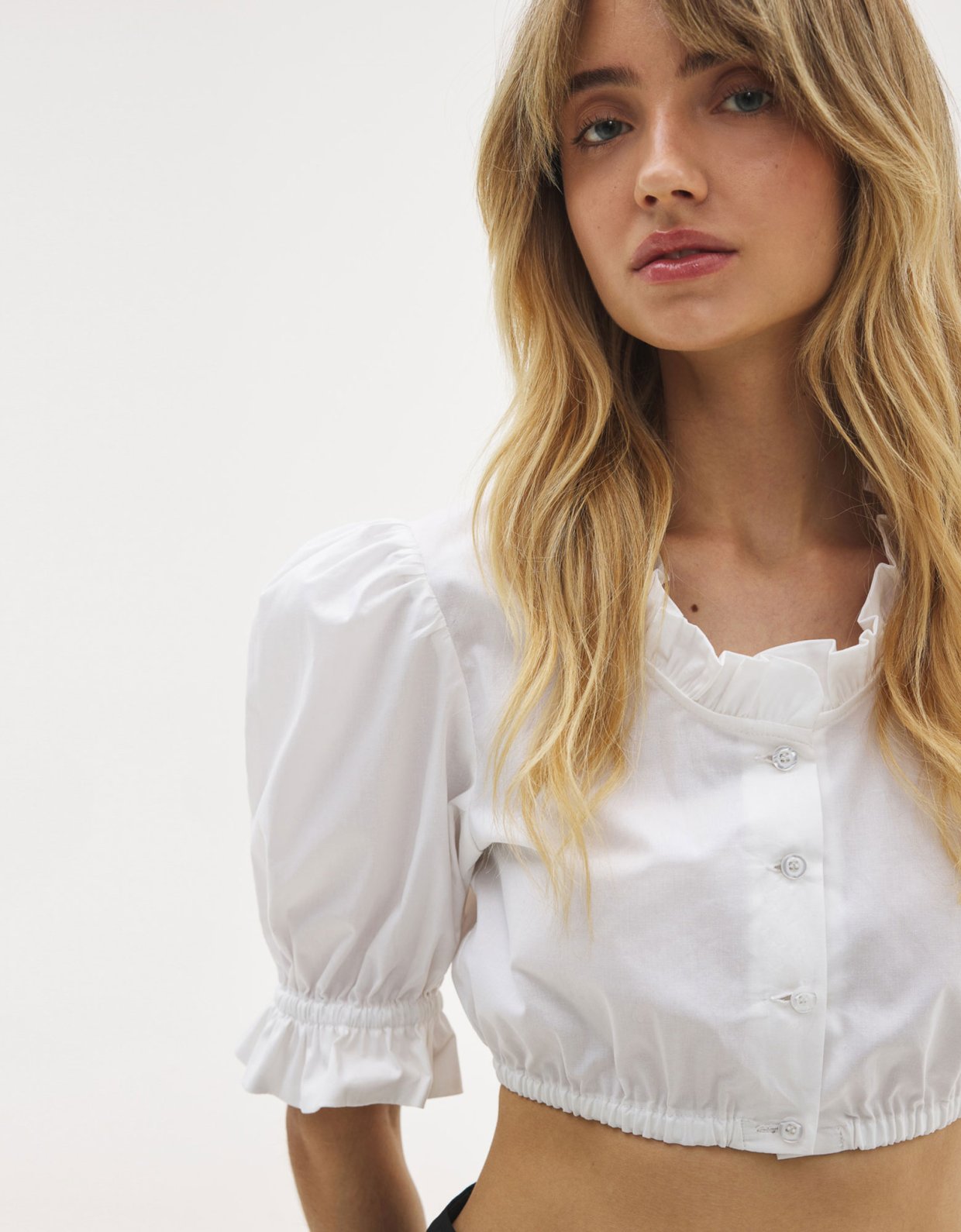 Sunset go Lotus crop shirt white