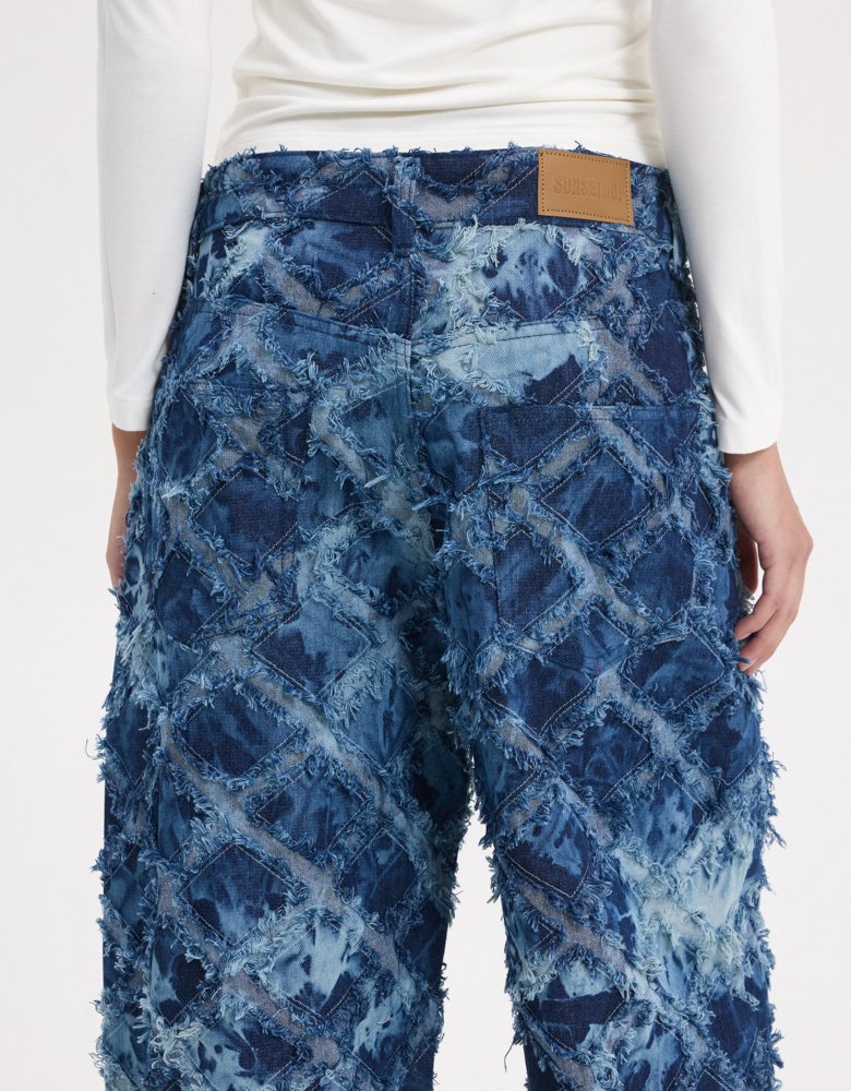 Sunset go Monica rhombus jeans tie die