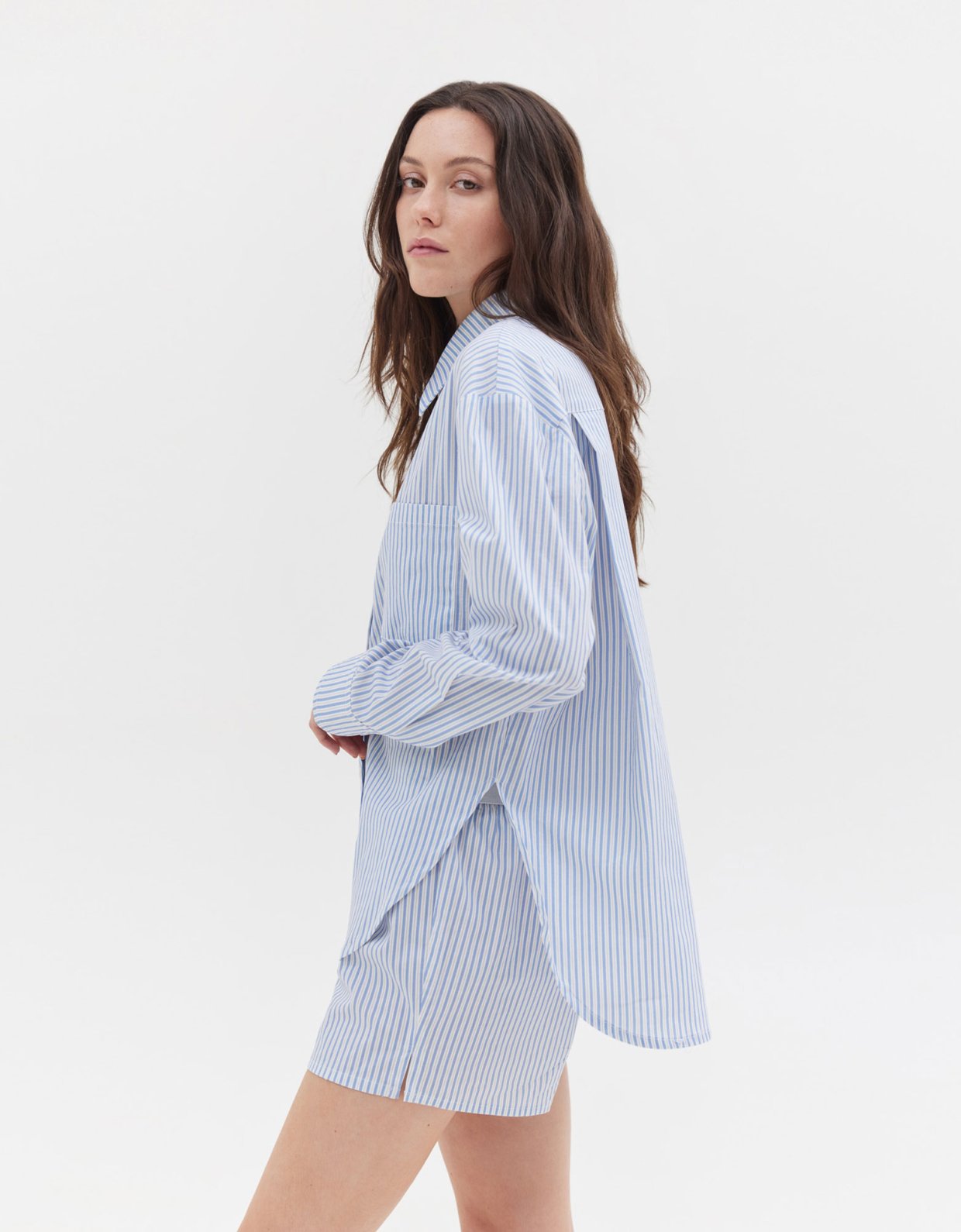 Sunset go Agnes shirt ciel stripes