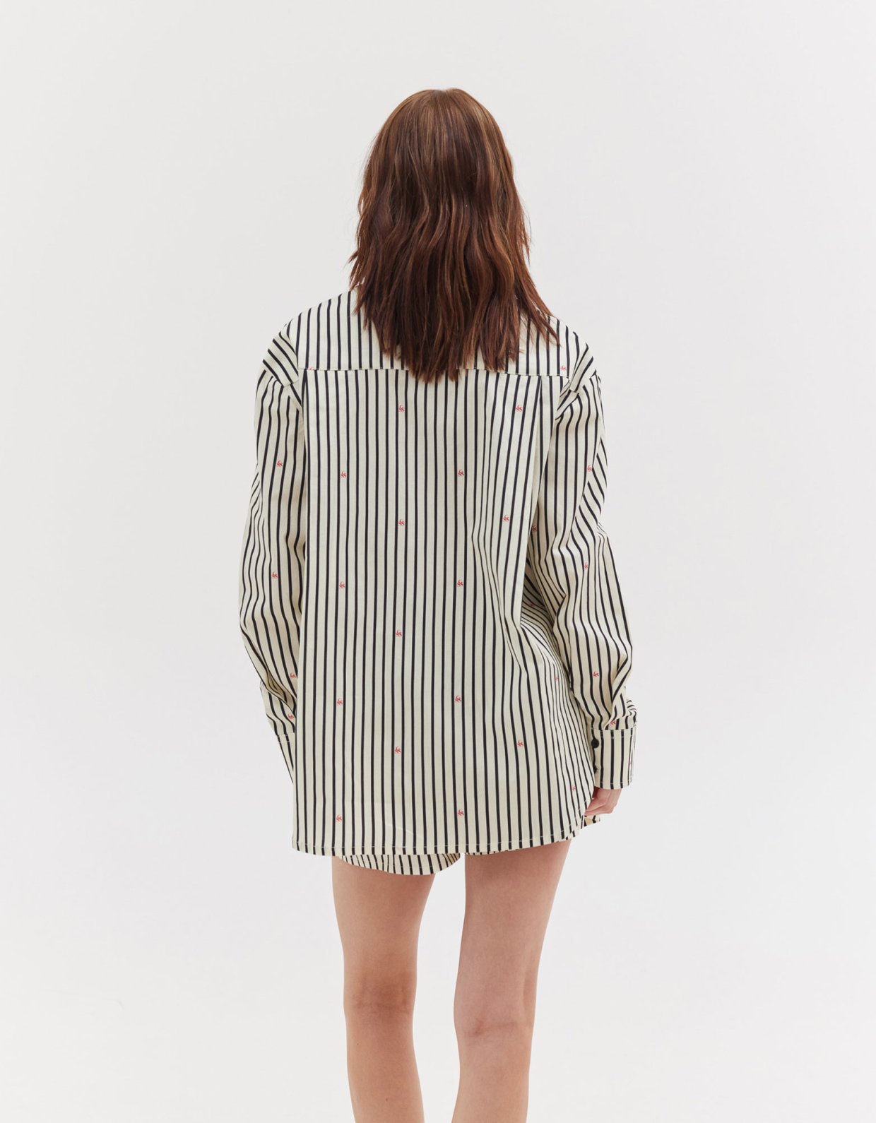 Sunset go Agnes shirt black and butter stripes