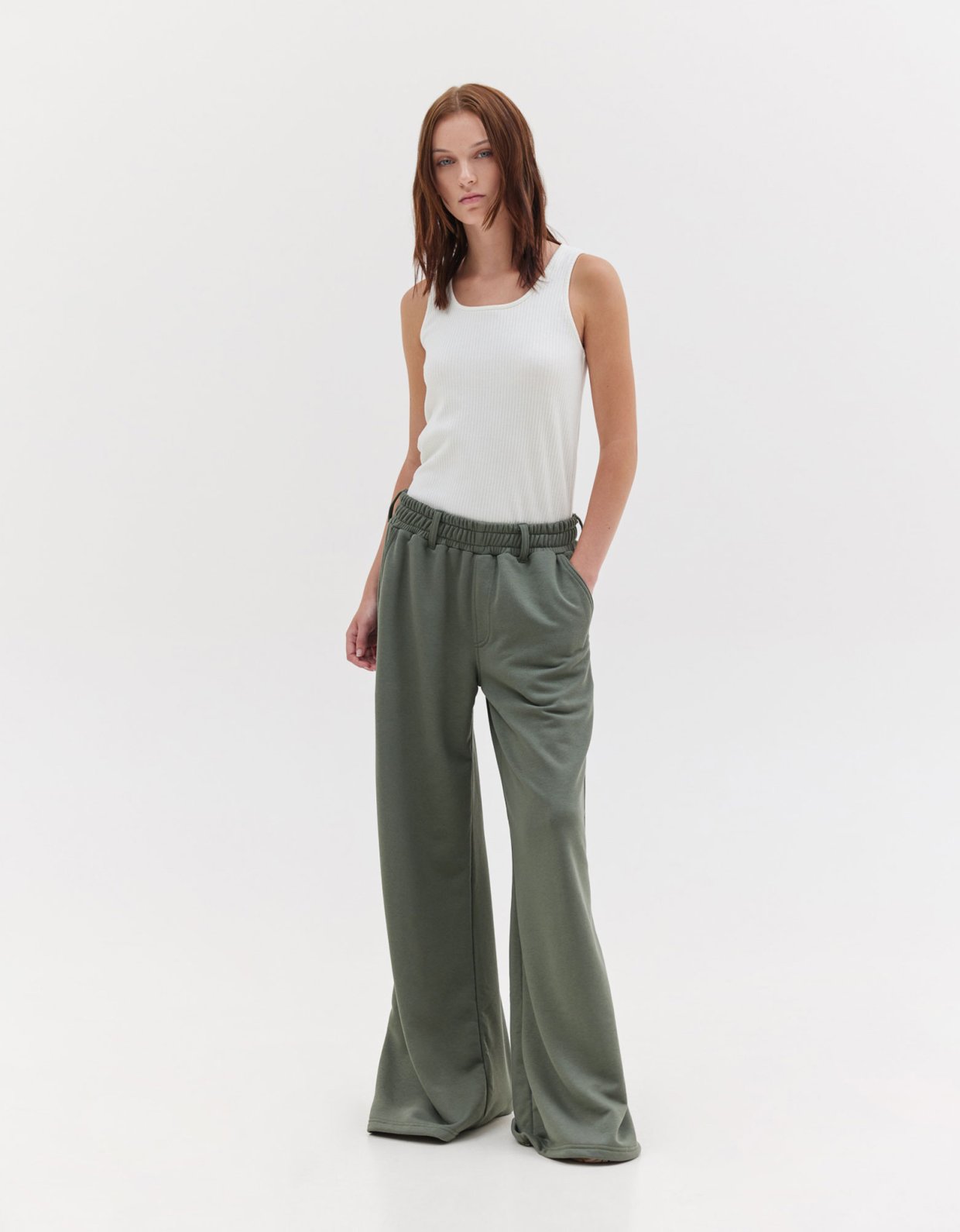 Sunset go Ivy wide track pants khaki