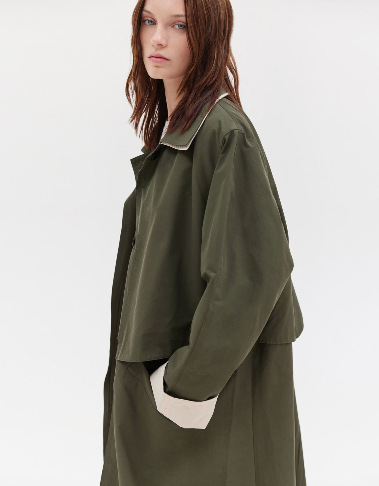 Sunset go Mathiew monochrome trench coat khaki