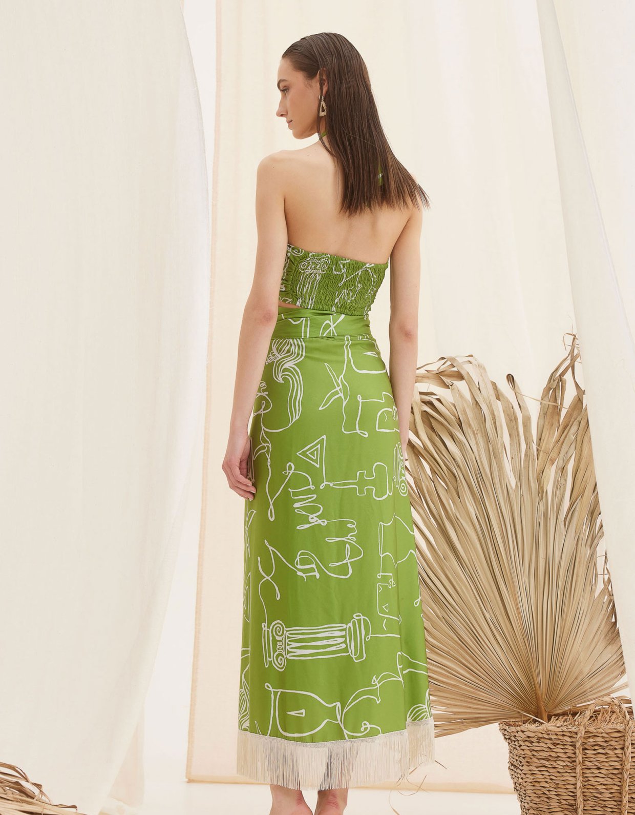 The Knl's Aphrodite midi dress-skirt print lime line
