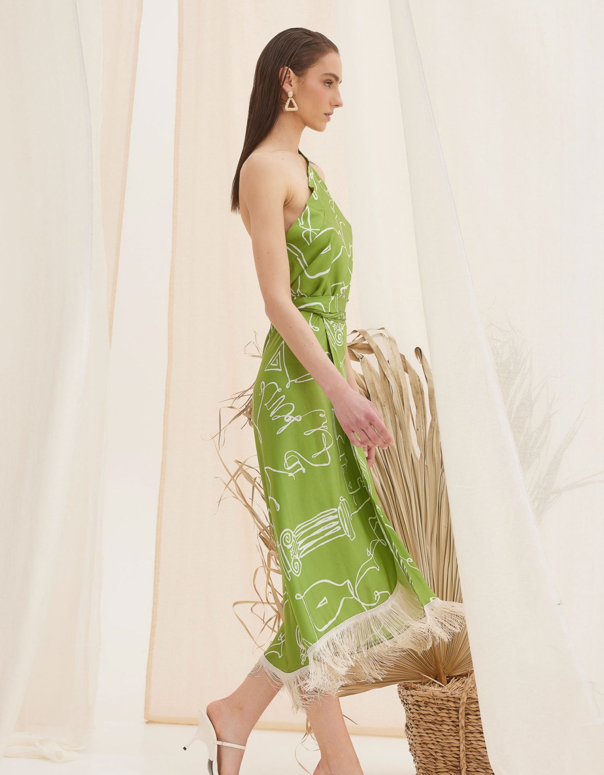 The Knl's Aphrodite midi dress-skirt print lime line