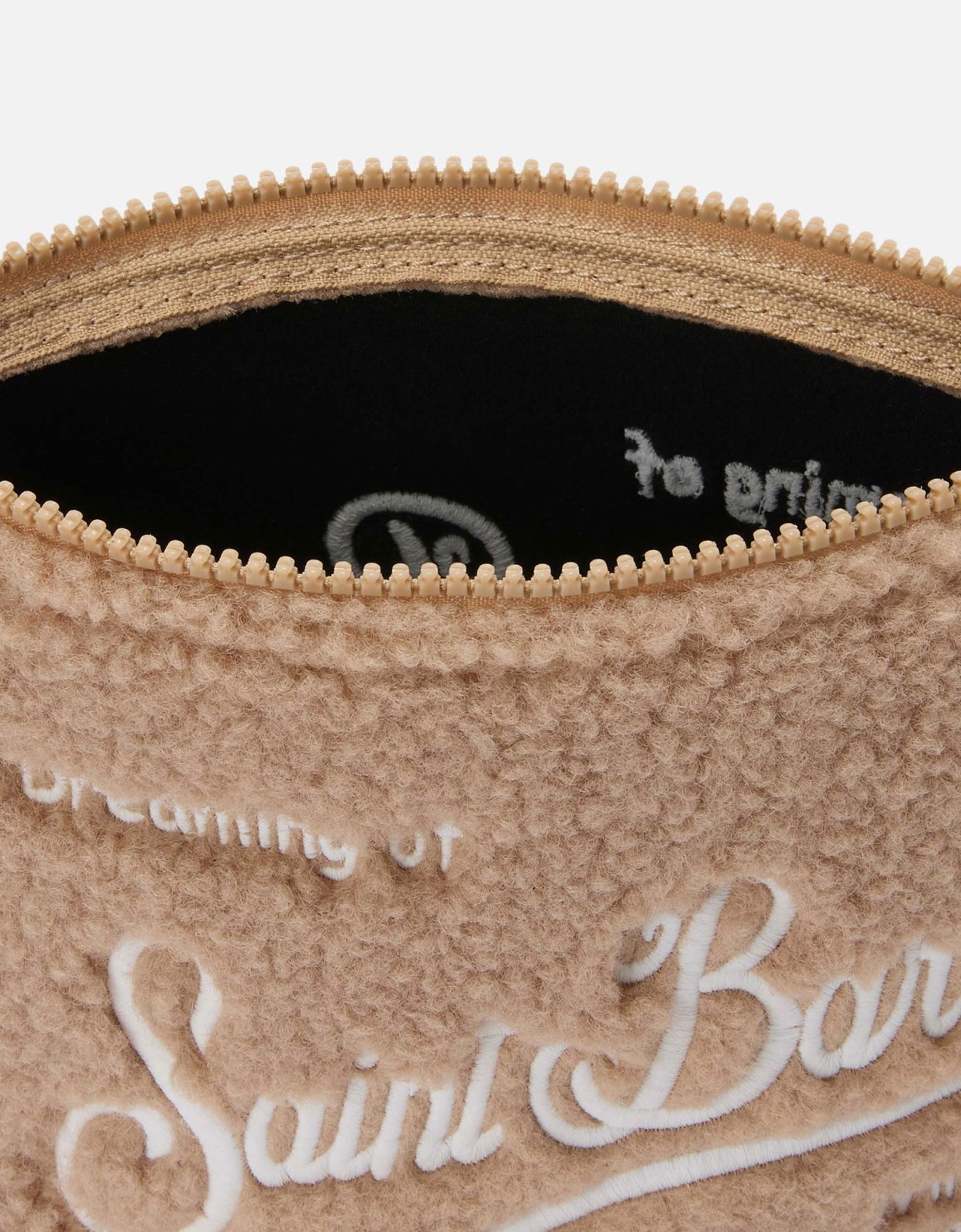 MC2 Saint Barth Aline teddy pouch in beige Sherpa brown