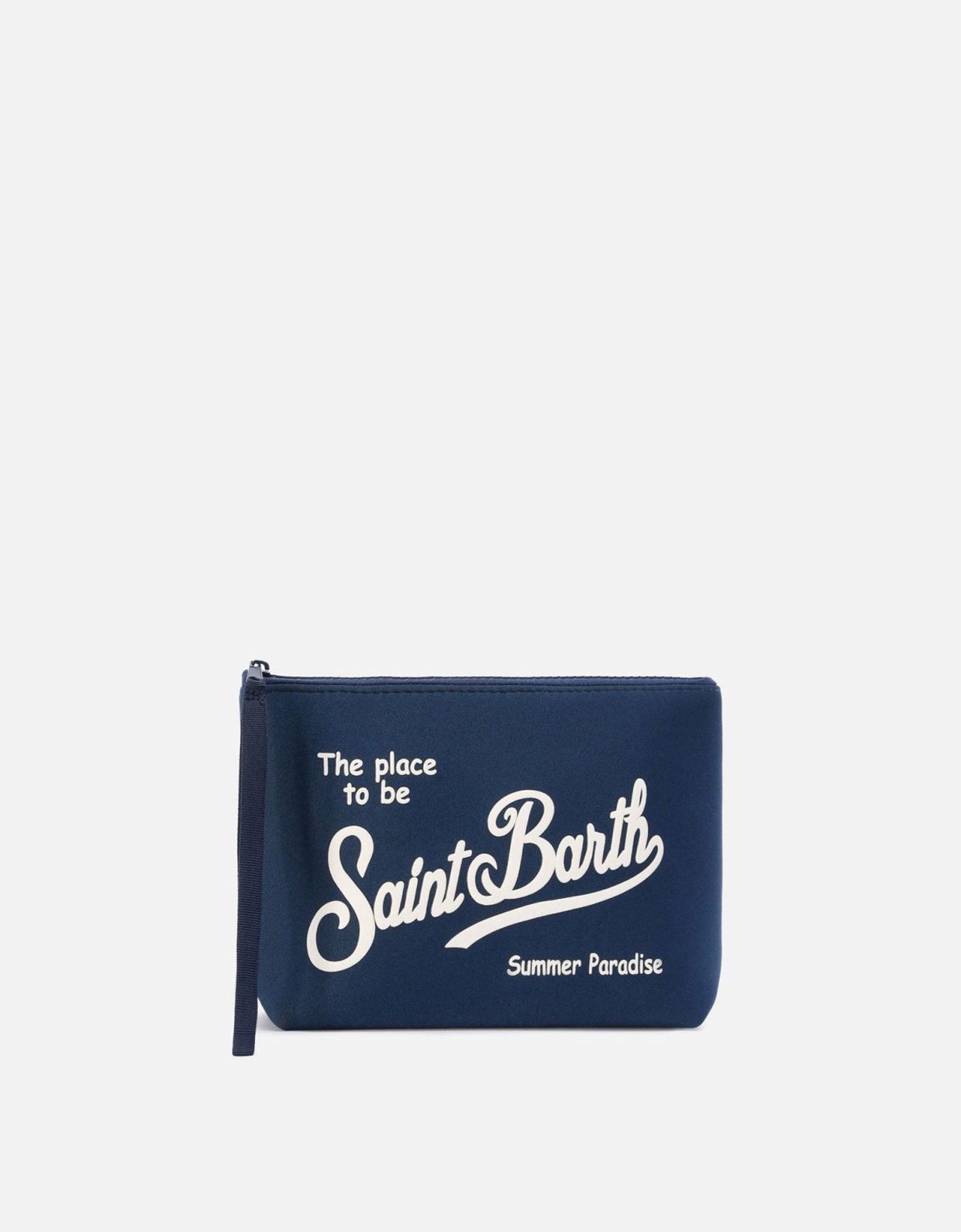 MC2 Saint Barth Aline scuba pouch in navy blue with printed logo