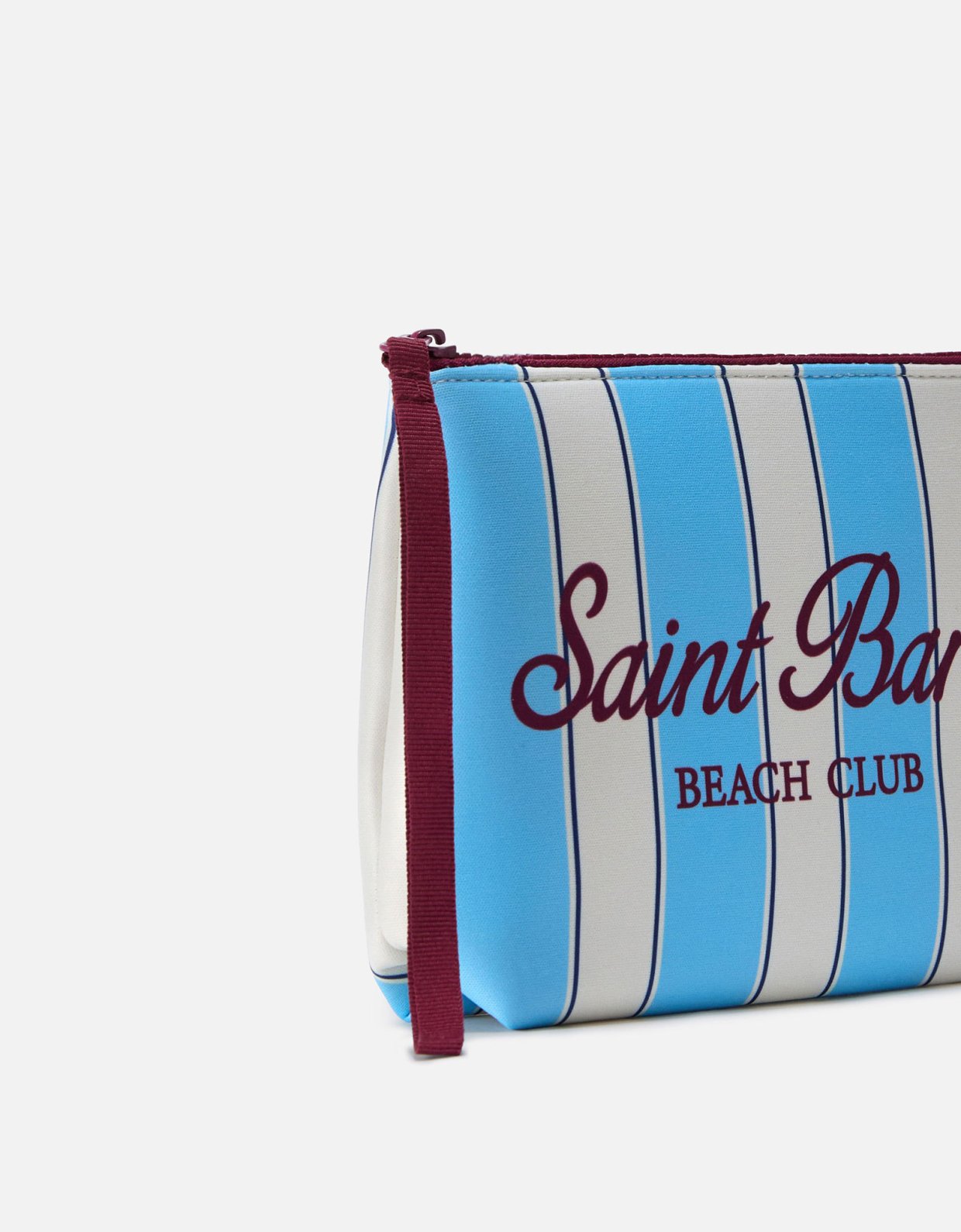 MC2 Saint Barth Aline scuba pouch with light blue stripes and beach logo club