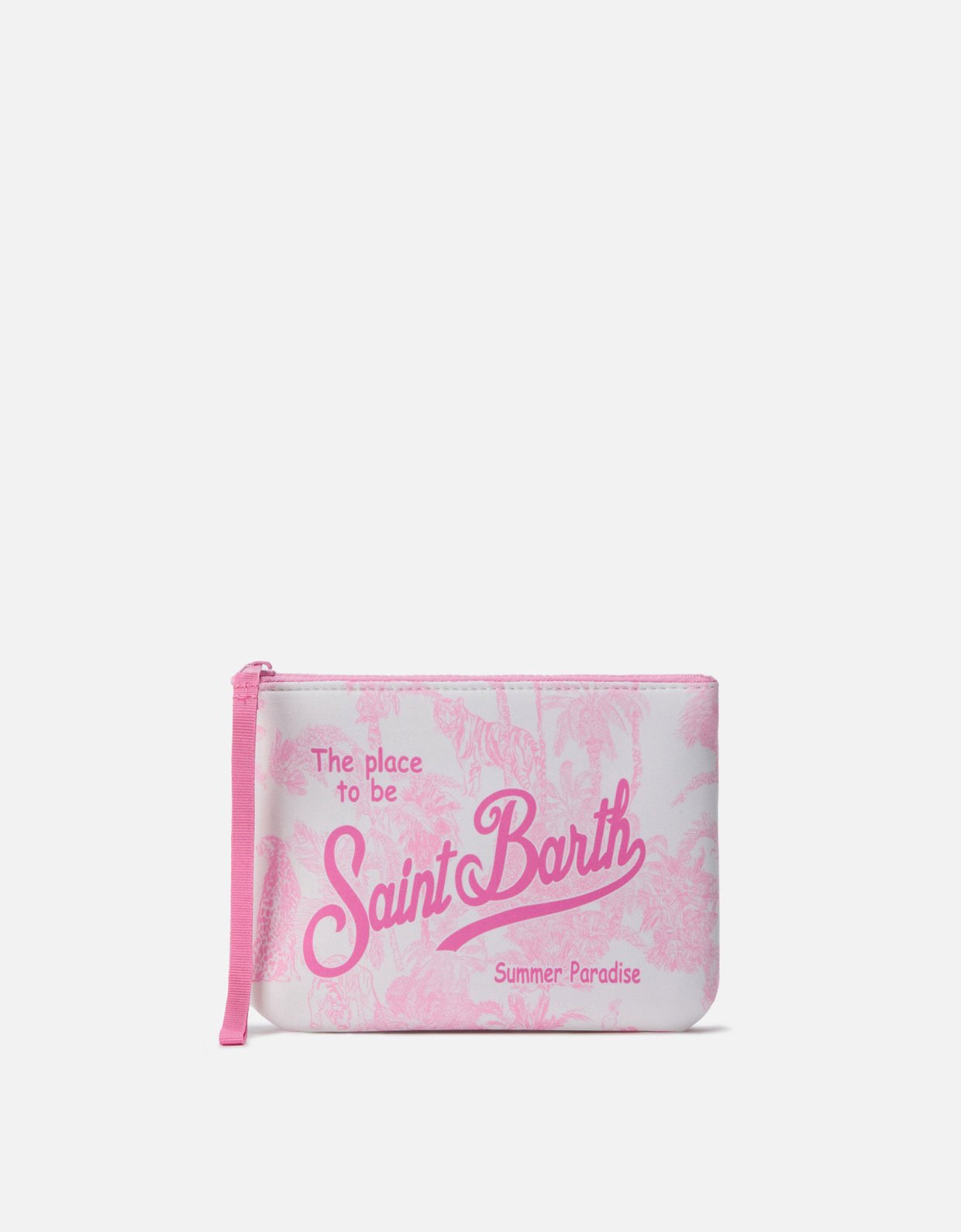 MC2 Saint Barth Aline scuba pouch with pink toile de juoy print