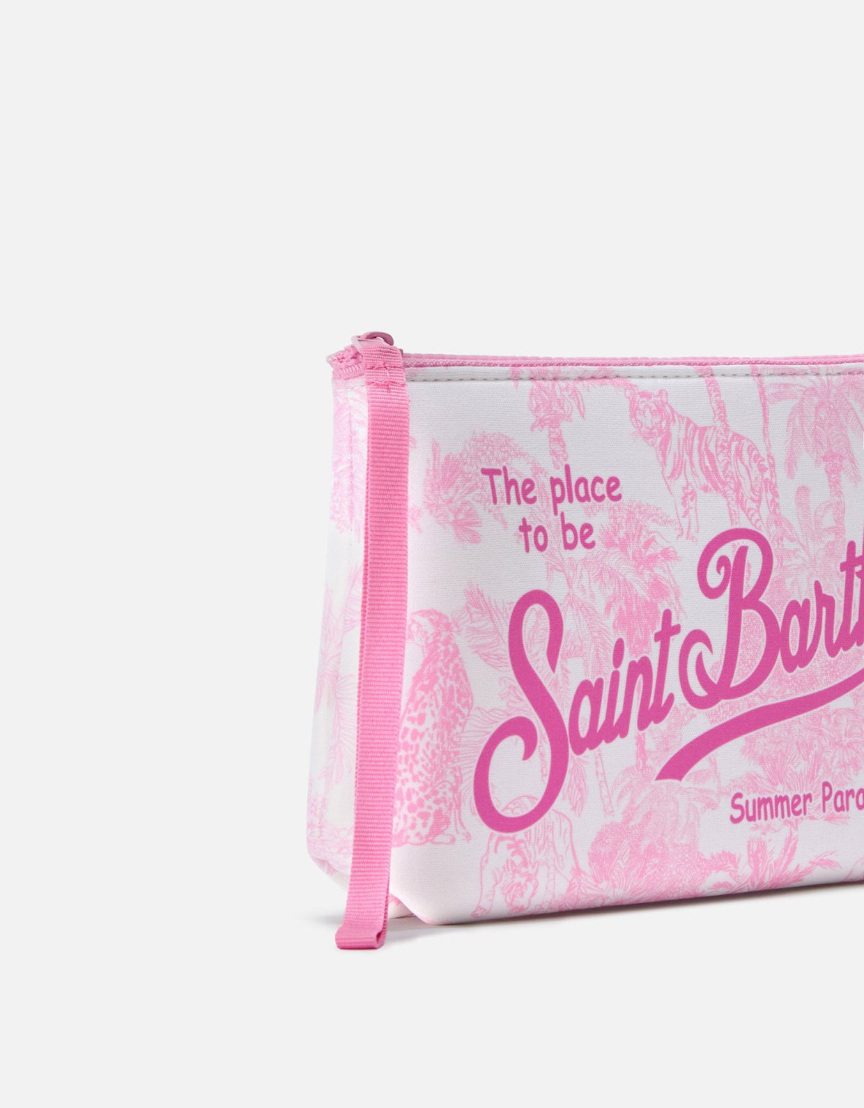 MC2 Saint Barth Aline scuba pouch with pink toile de juoy print