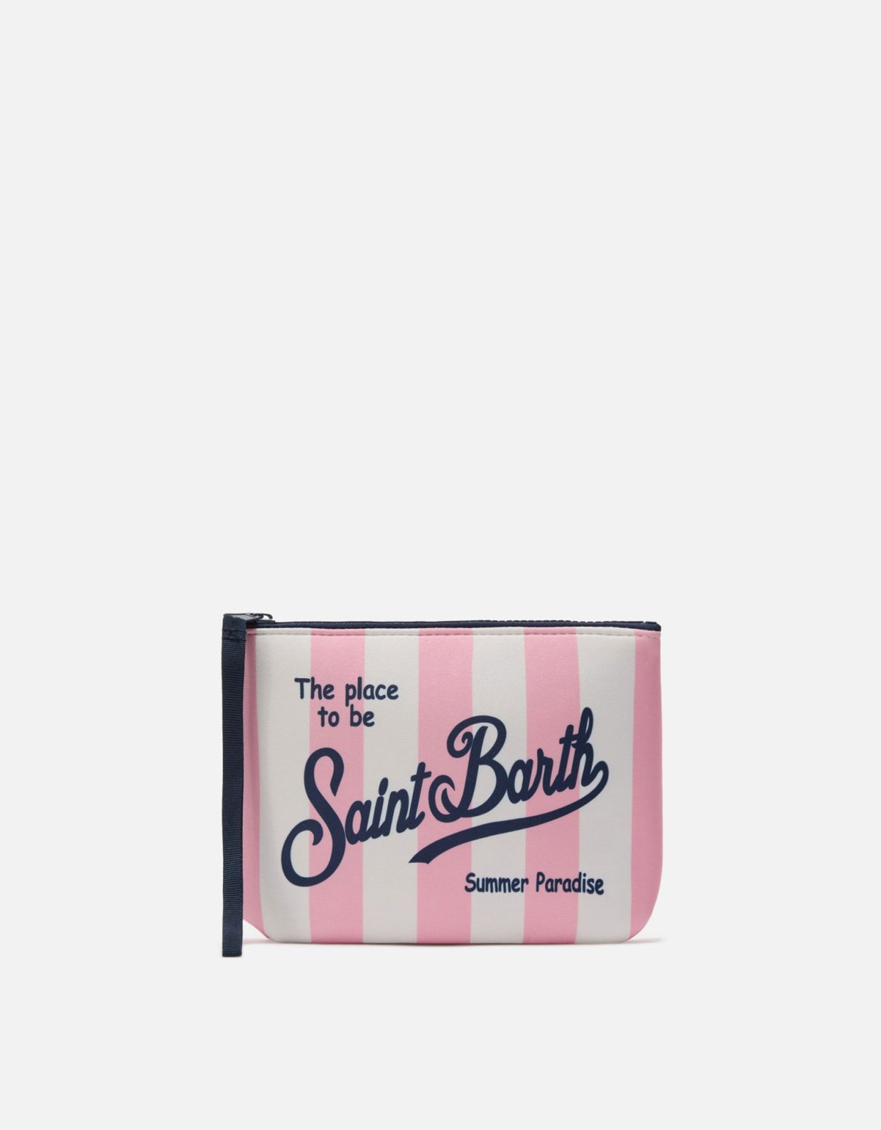 MC2 Saint Barth Aline scuba pouch with pink striped print