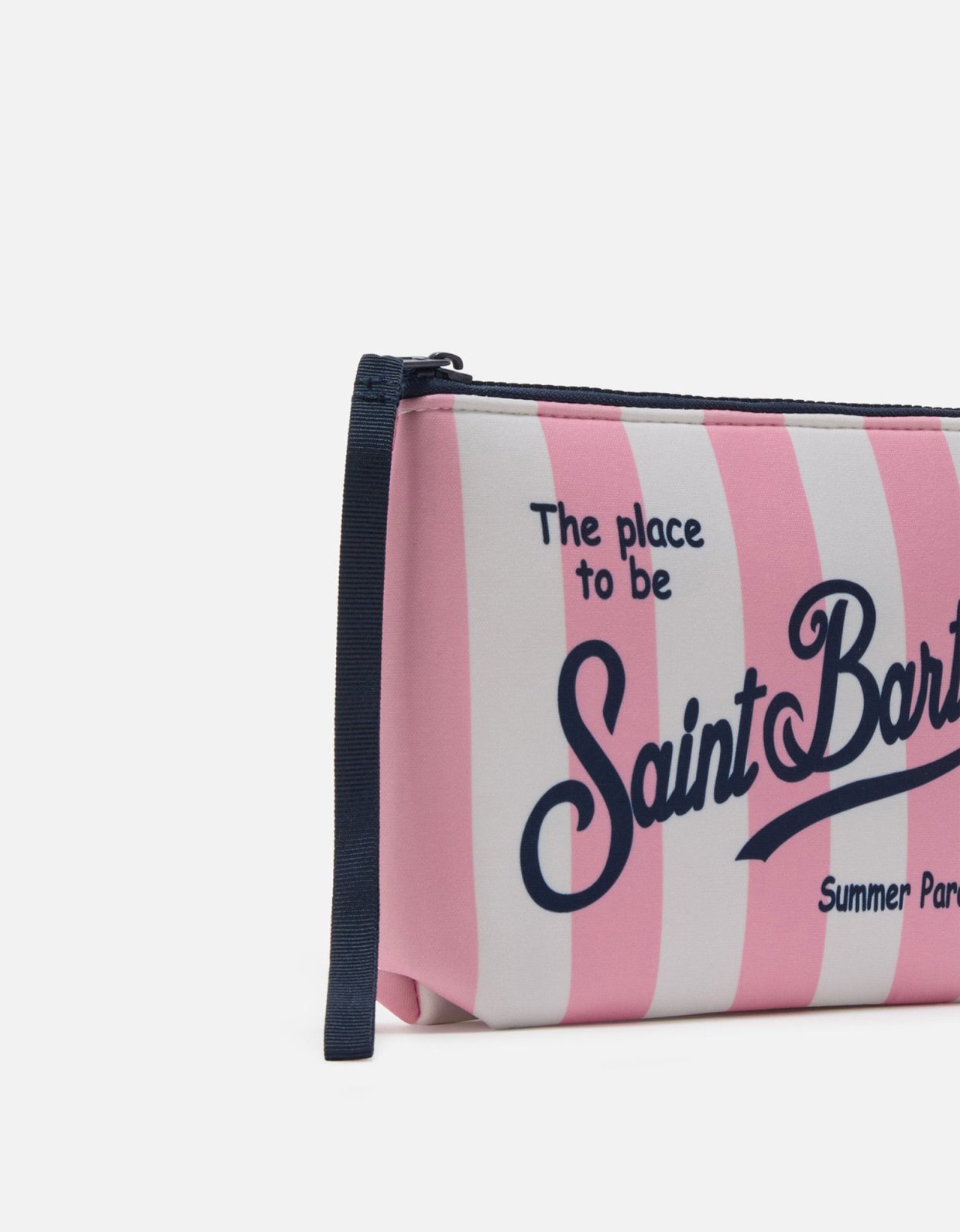 MC2 Saint Barth Aline scuba pouch with pink striped print