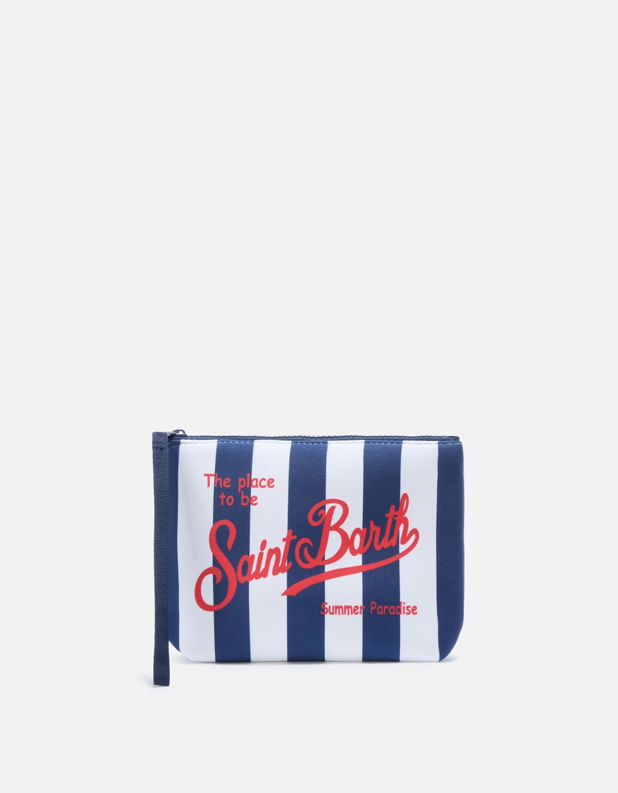 MC2 Saint Barth Aline scuba pouch with wide blue stripes