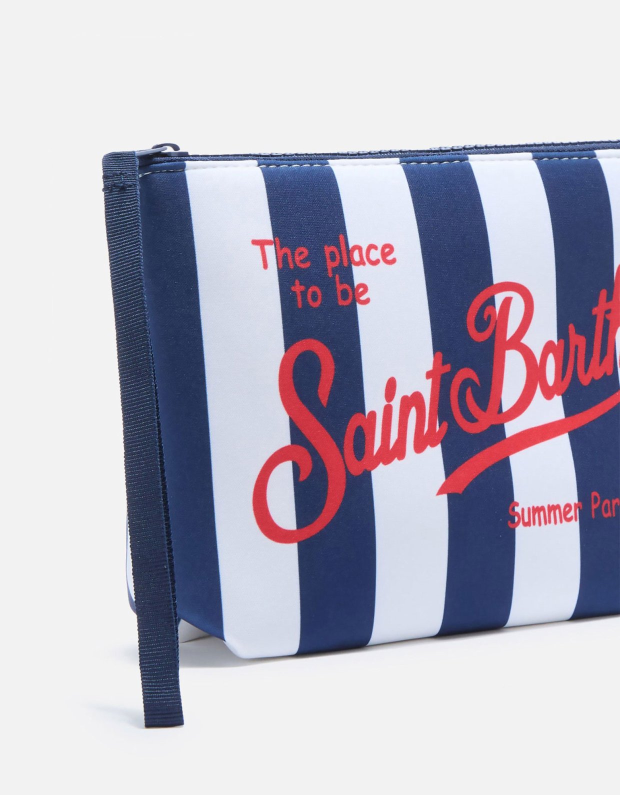 MC2 Saint Barth Aline scuba pouch with wide blue stripes