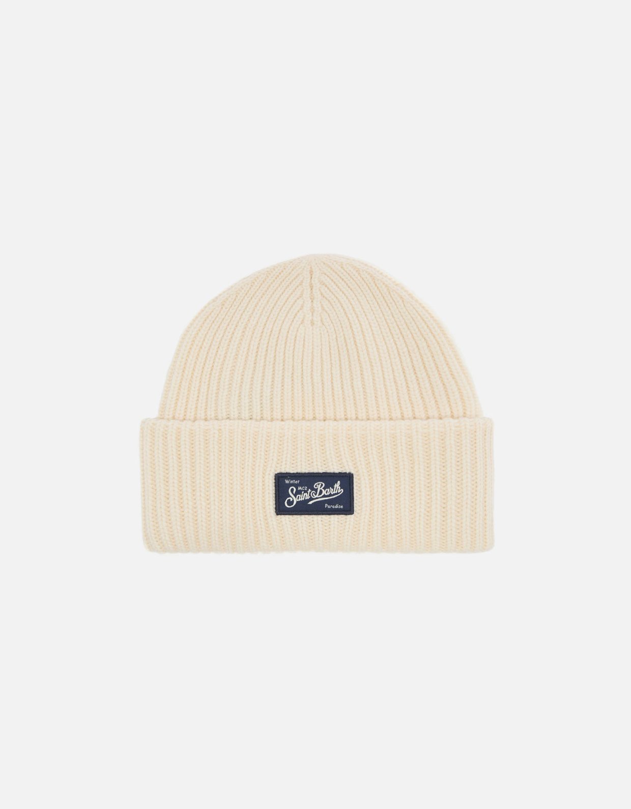 MC2 Saint Barth Berry w ribbed cashmere-blend beanie in white