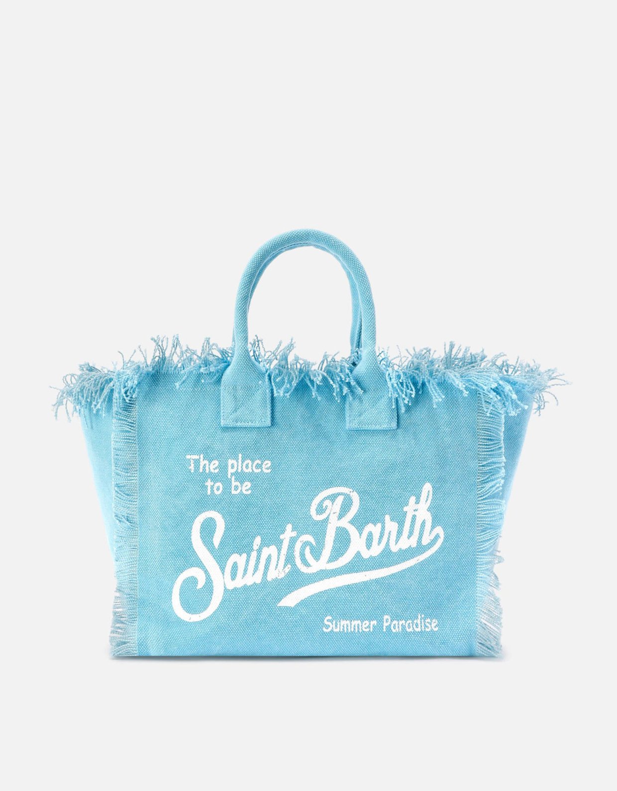 MC2 Saint Barth Light blue canvas Colette bag with fringes
