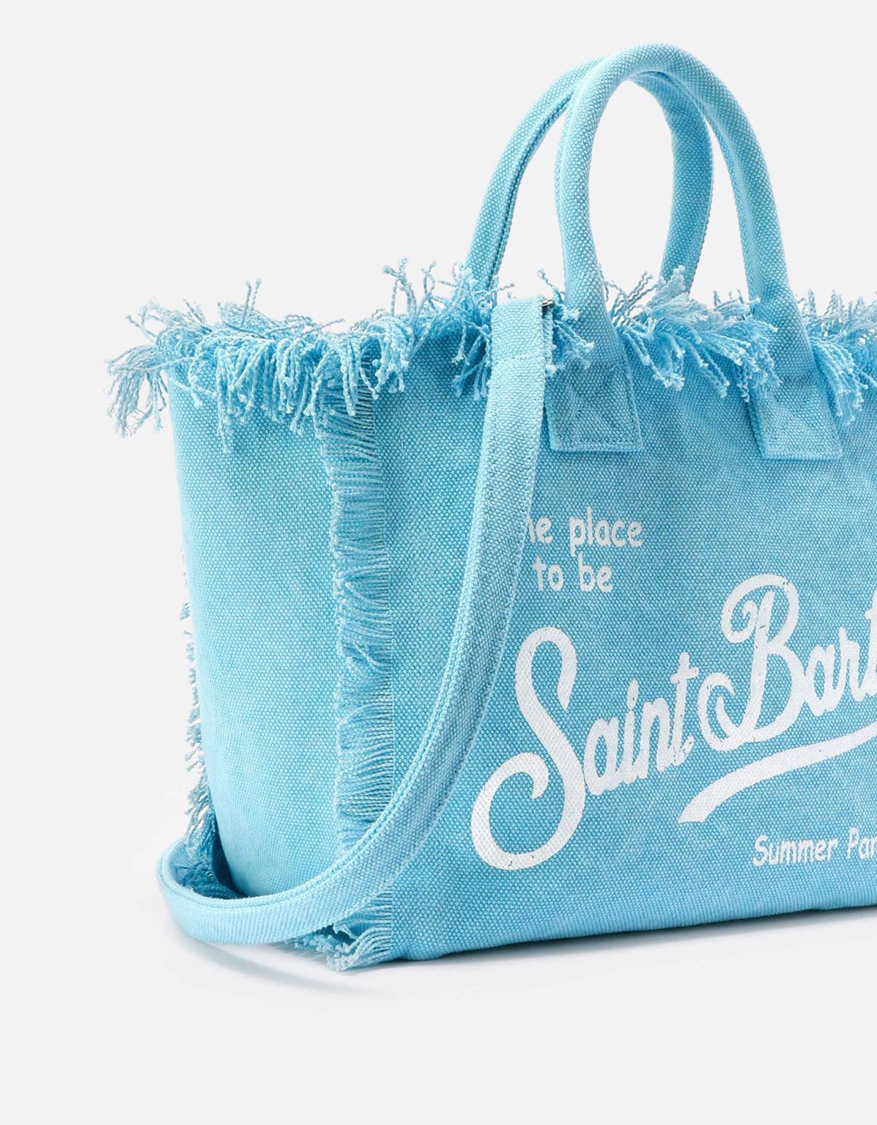 MC2 Saint Barth Light blue canvas Colette bag with fringes