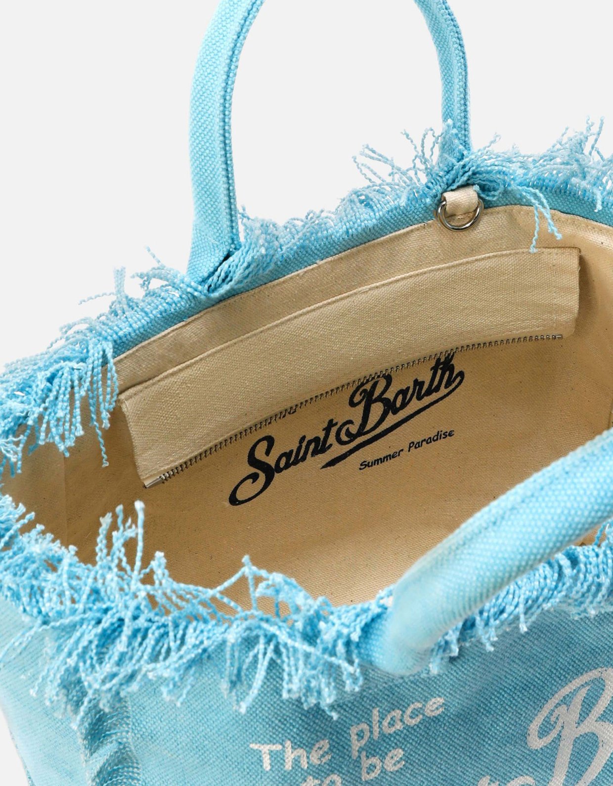 MC2 Saint Barth Light blue canvas Colette bag with fringes