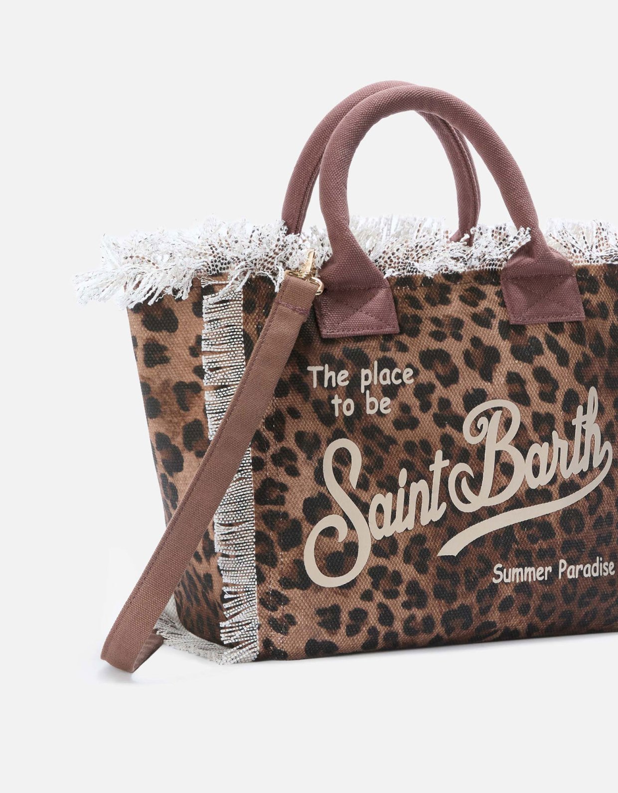 MC2 Saint Barth Colette canvas bag with leopard pattern
