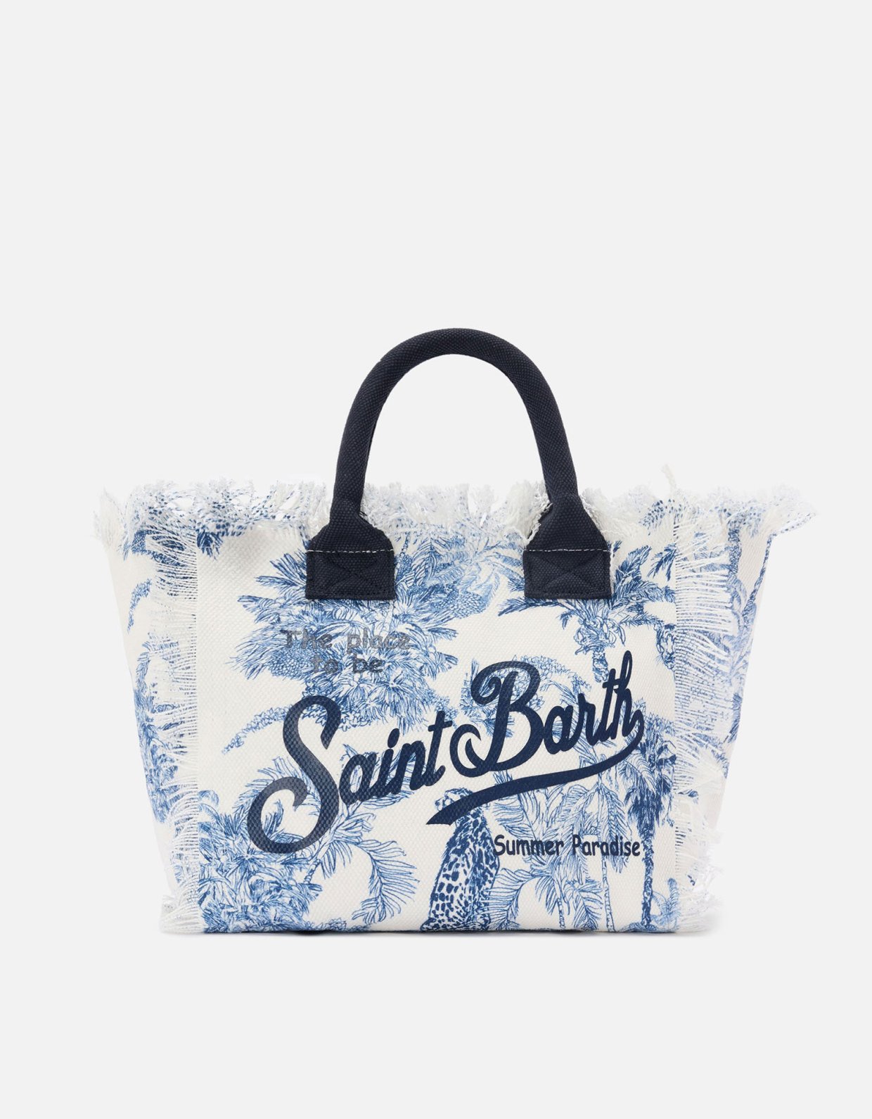 MC2 Saint Barth Colette canvas bag with blue toile de juoy print