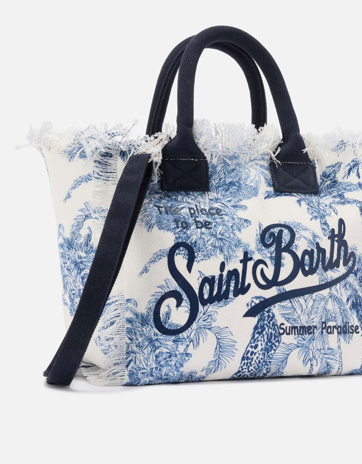 MC2 Saint Barth Colette canvas bag with blue toile de juoy print