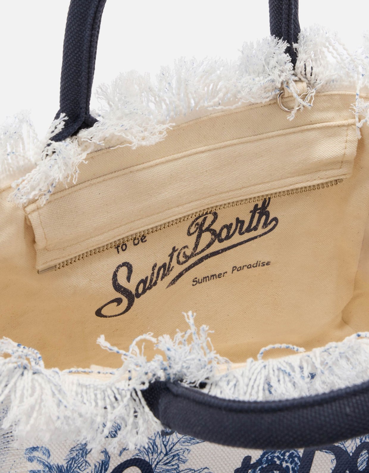 MC2 Saint Barth Colette canvas bag with blue toile de juoy print